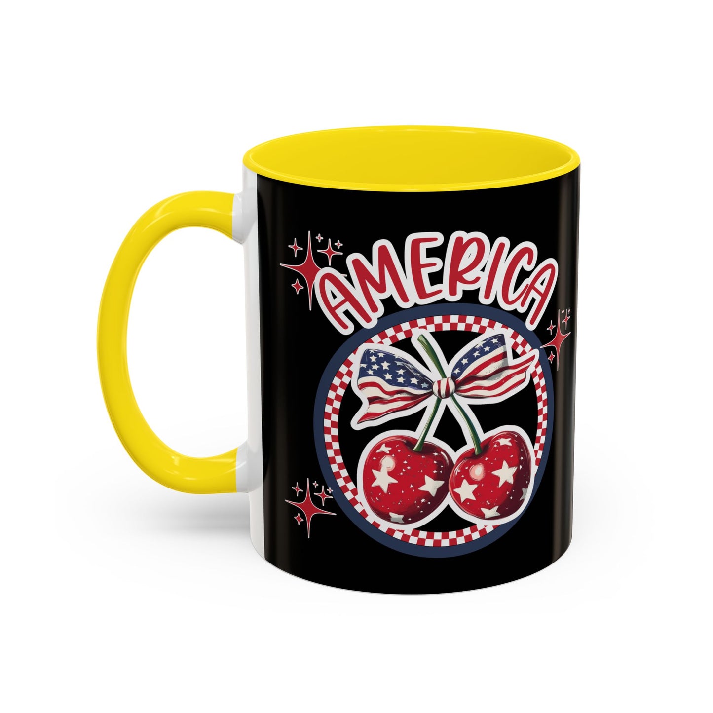 Patriotic Accent Coffee Mug, American Flag Mug, USA Celebration Cup, Red White Blue Drinkware, 4th of July Gift
