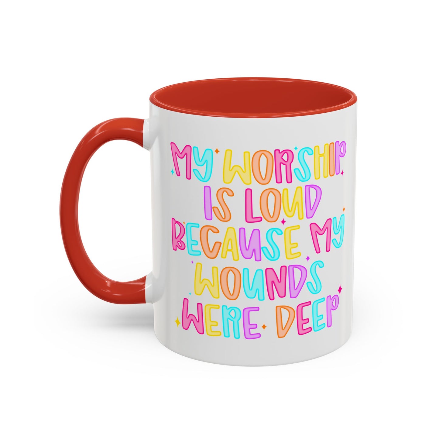Colorful Worship Mug | Inspirational Coffee Cup for Faith, Home, Gifts | Perfect for Church, Friend Celebrations, Coffee Lovers