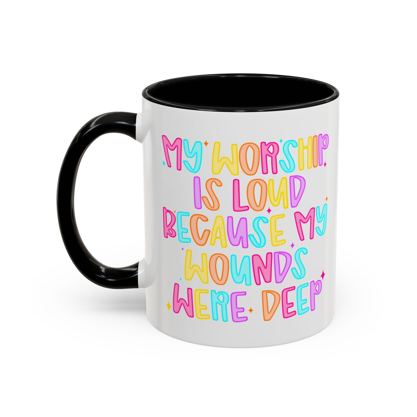 Colorful Worship Mug | Inspirational Coffee Cup for Faith, Home, Gifts | Perfect for Church, Friend Celebrations, Coffee Lovers