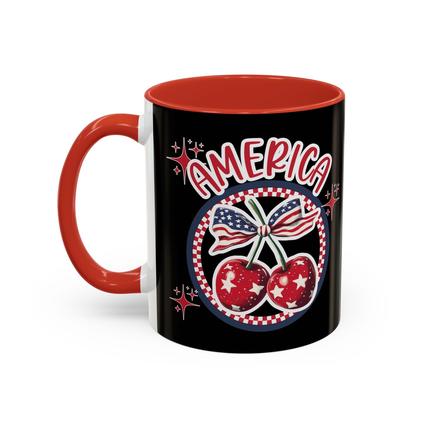 Patriotic Accent Coffee Mug, American Flag Mug, USA Celebration Cup, Red White Blue Drinkware, 4th of July Gift
