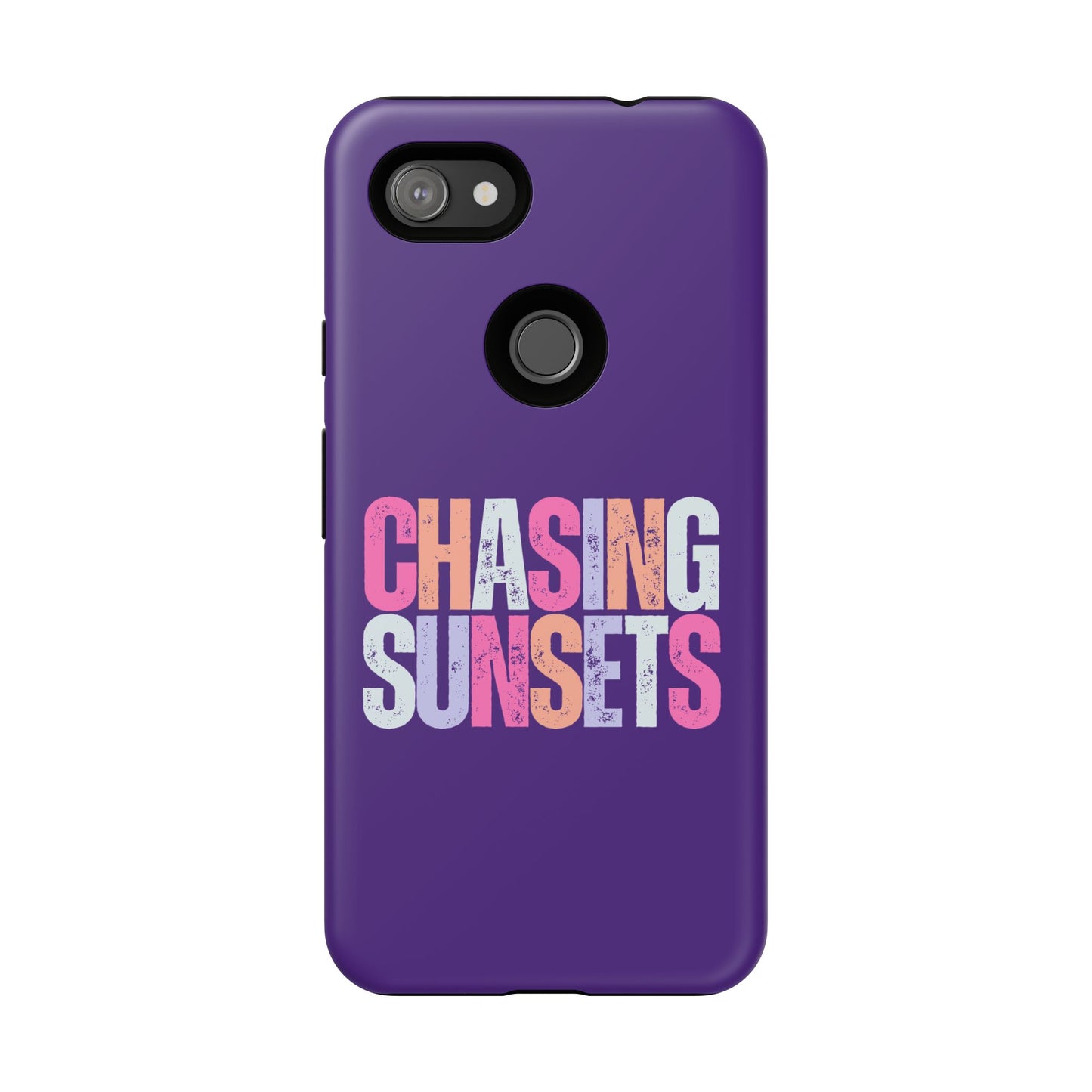 Chasing Sunsets Phone Case, Trendy Phone Cover, Sunset Lover Gift, Cool Accessories, Custom Phone Cases, Vibrant Purple Design