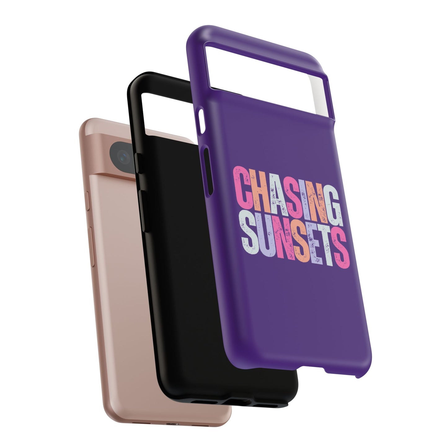 Chasing Sunsets Phone Case, Trendy Phone Cover, Sunset Lover Gift, Cool Accessories, Custom Phone Cases, Vibrant Purple Design