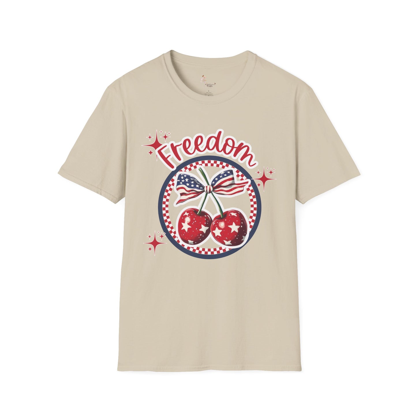 Patriotic Freedom Cherry T-Shirt, Unisex T-Shirt, Casual Wear, Independence Day Shirt, Summer Wardrobe Essential, Gift for Freedom Lovers