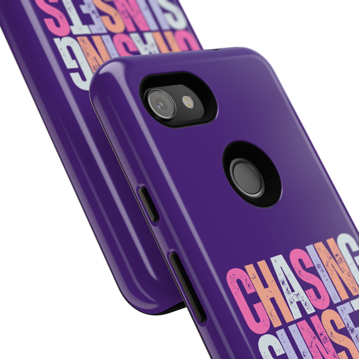 Chasing Sunsets Phone Case, Trendy Phone Cover, Sunset Lover Gift, Cool Accessories, Custom Phone Cases, Vibrant Purple Design