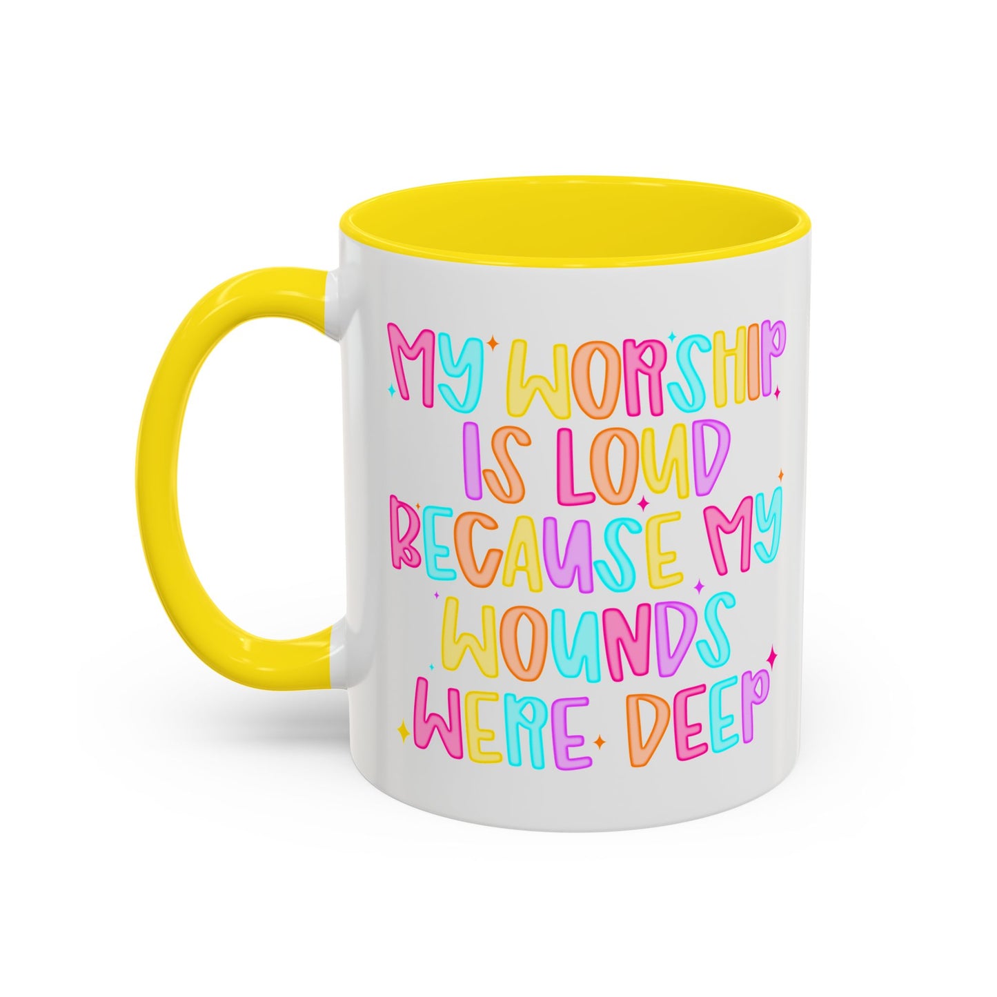 Colorful Worship Mug | Inspirational Coffee Cup for Faith, Home, Gifts | Perfect for Church, Friend Celebrations, Coffee Lovers