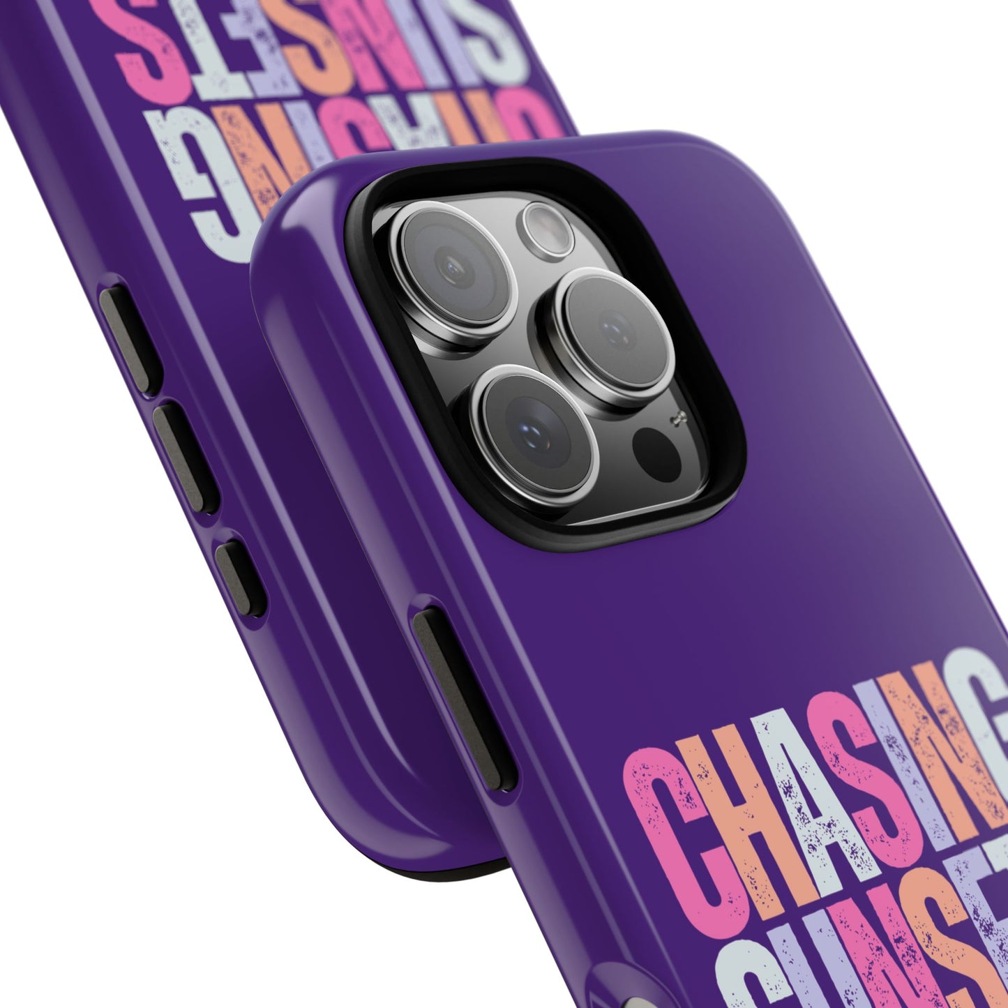 Chasing Sunsets Phone Case, Trendy Phone Cover, Sunset Lover Gift, Cool Accessories, Custom Phone Cases, Vibrant Purple Design