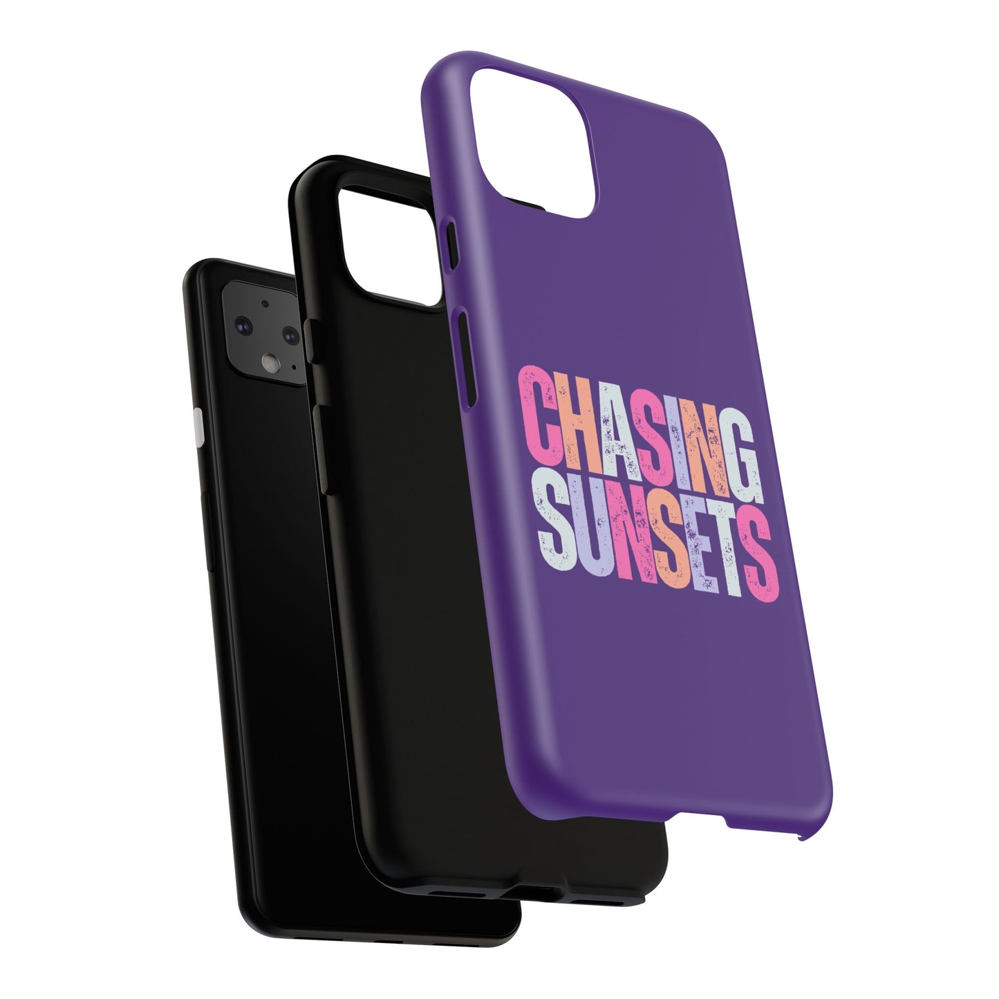Chasing Sunsets Phone Case, Trendy Phone Cover, Sunset Lover Gift, Cool Accessories, Custom Phone Cases, Vibrant Purple Design