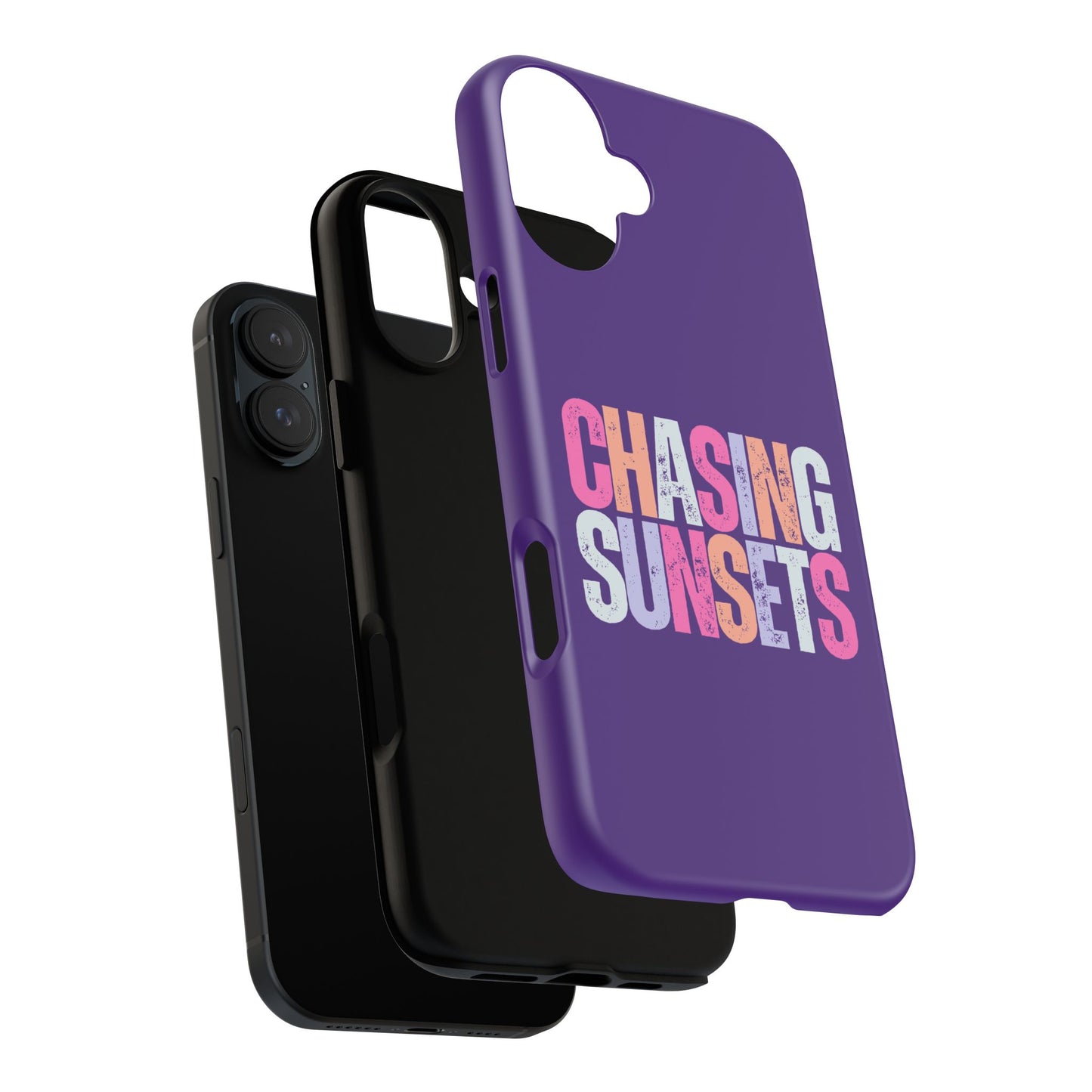 Chasing Sunsets Phone Case, Trendy Phone Cover, Sunset Lover Gift, Cool Accessories, Custom Phone Cases, Vibrant Purple Design