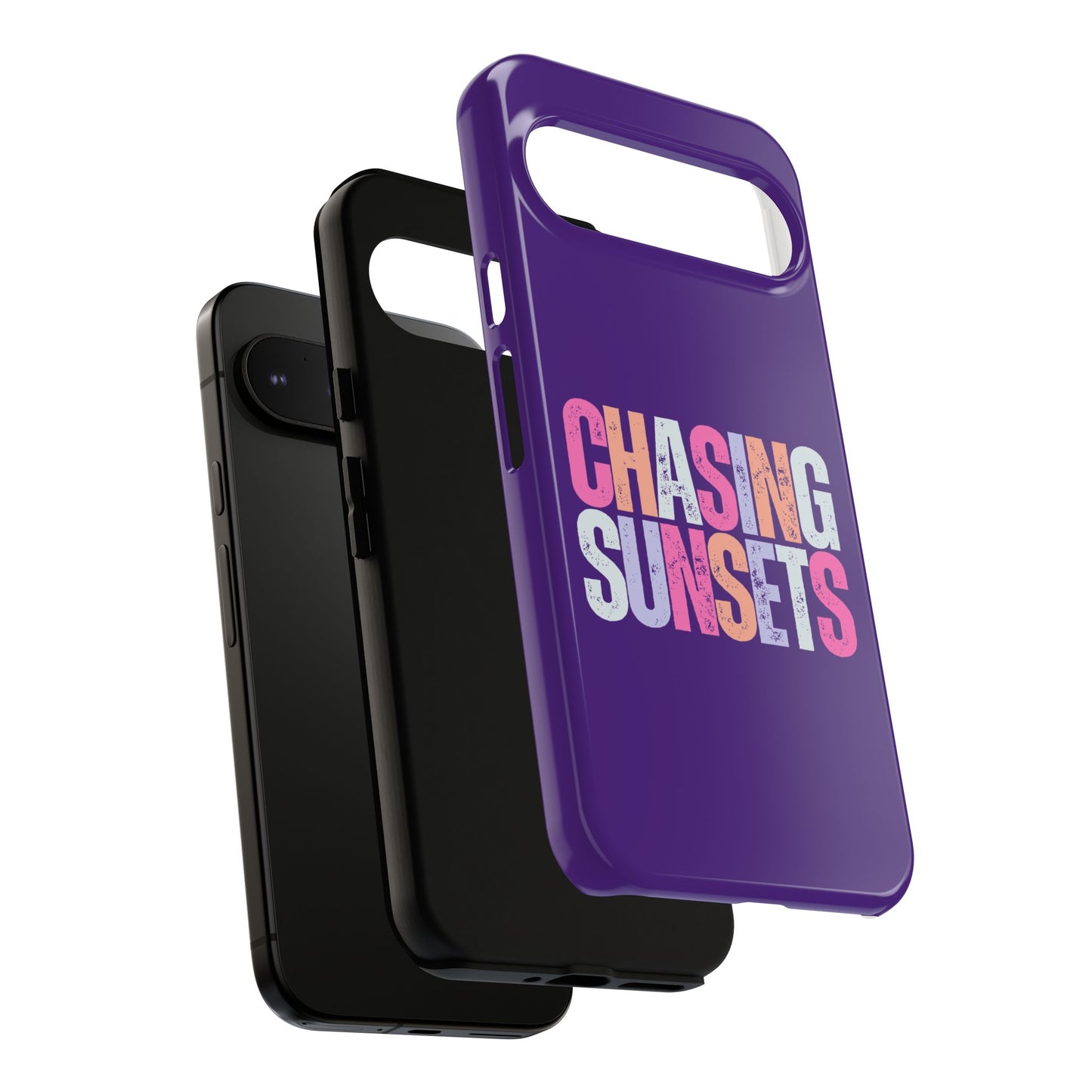 Chasing Sunsets Phone Case, Trendy Phone Cover, Sunset Lover Gift, Cool Accessories, Custom Phone Cases, Vibrant Purple Design