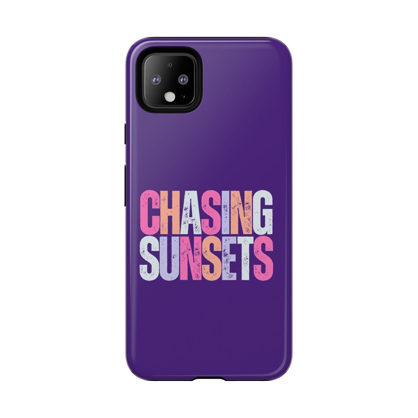 Chasing Sunsets Phone Case, Trendy Phone Cover, Sunset Lover Gift, Cool Accessories, Custom Phone Cases, Vibrant Purple Design