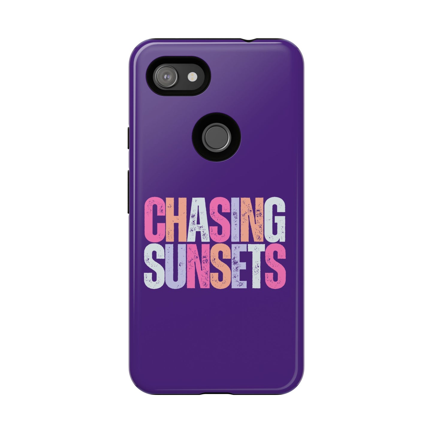 Chasing Sunsets Phone Case, Trendy Phone Cover, Sunset Lover Gift, Cool Accessories, Custom Phone Cases, Vibrant Purple Design