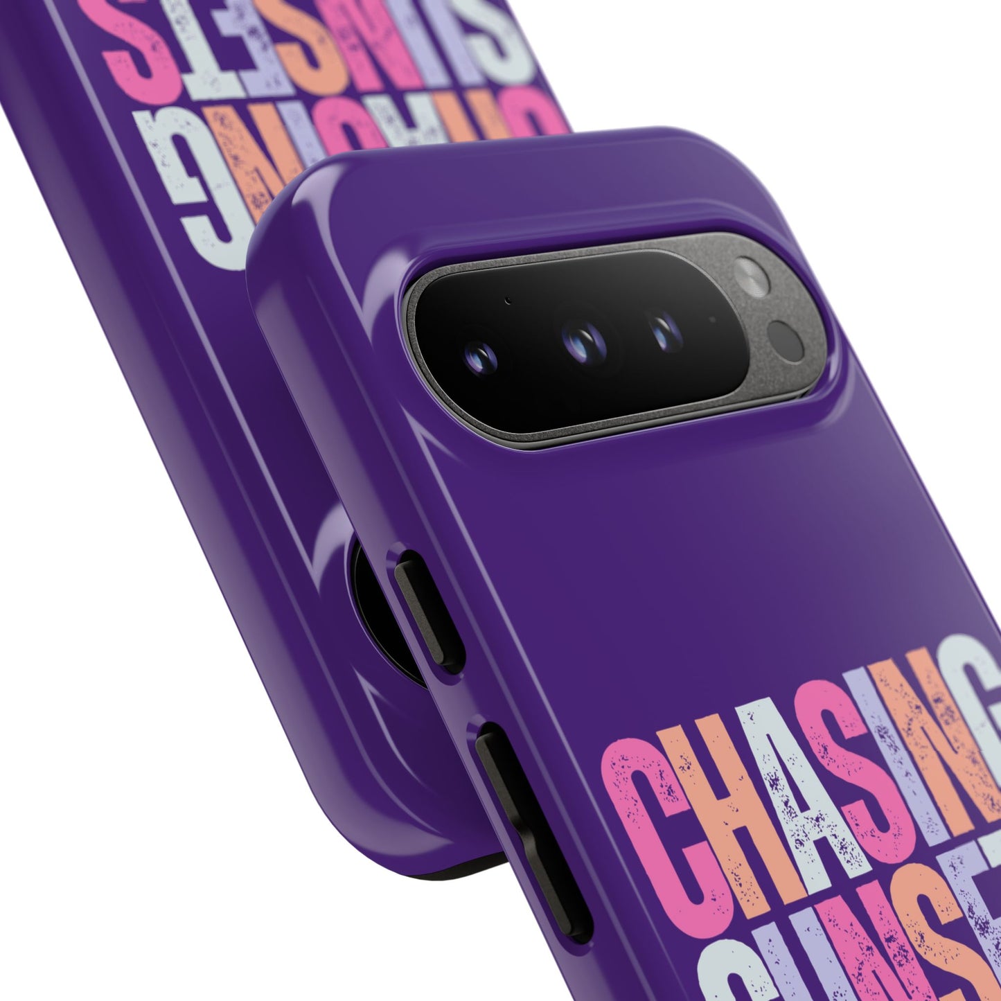 Chasing Sunsets Phone Case, Trendy Phone Cover, Sunset Lover Gift, Cool Accessories, Custom Phone Cases, Vibrant Purple Design