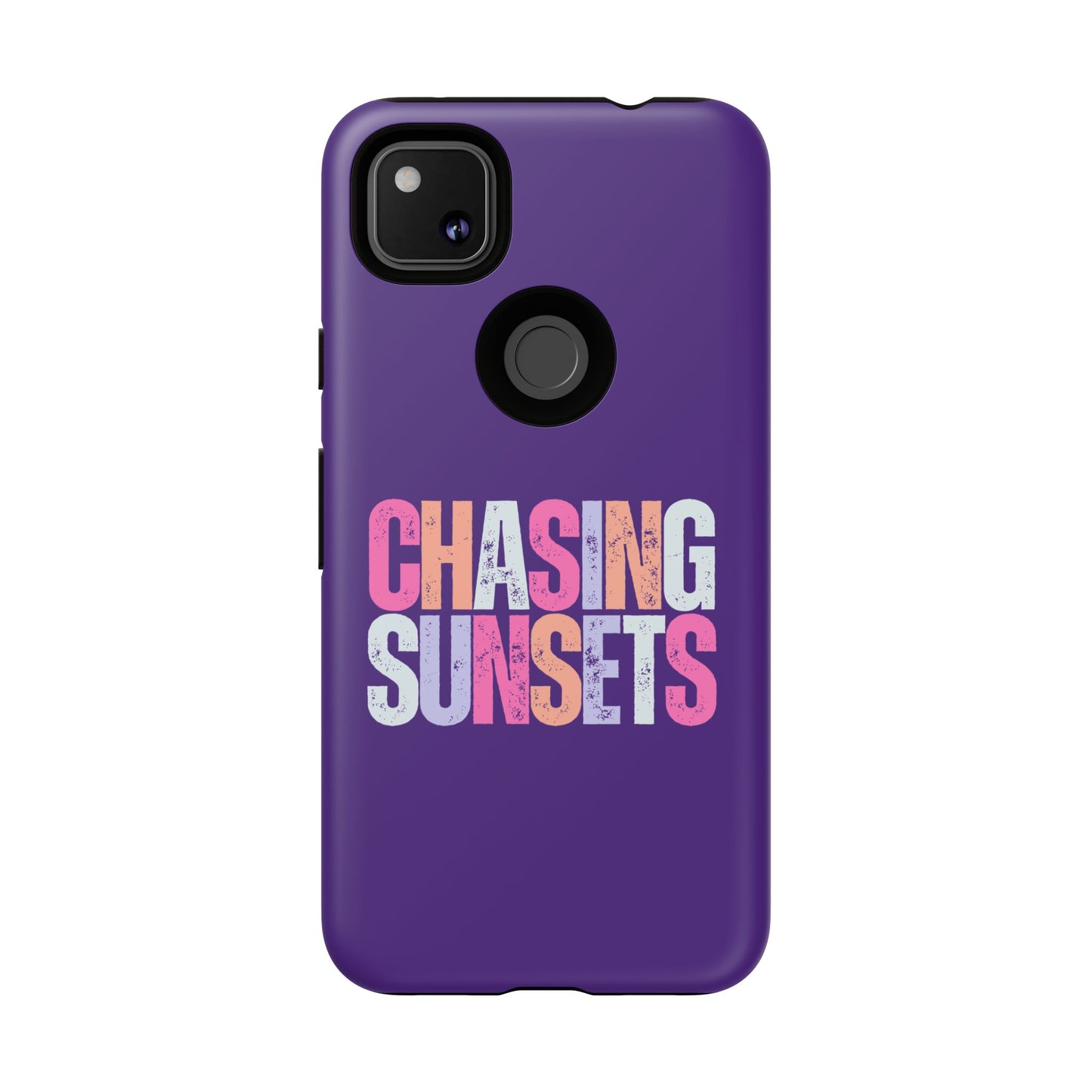 Chasing Sunsets Phone Case, Trendy Phone Cover, Sunset Lover Gift, Cool Accessories, Custom Phone Cases, Vibrant Purple Design