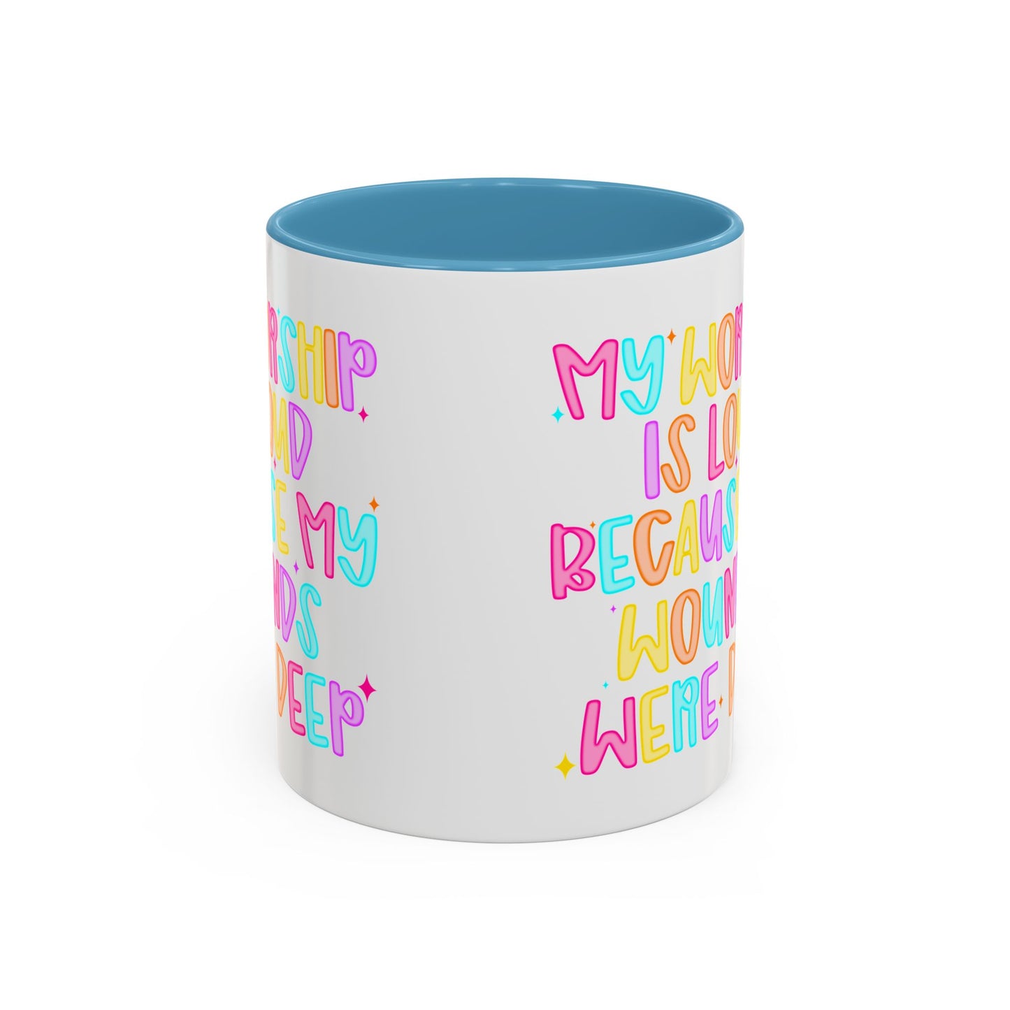 Colorful Worship Mug | Inspirational Coffee Cup for Faith, Home, Gifts | Perfect for Church, Friend Celebrations, Coffee Lovers