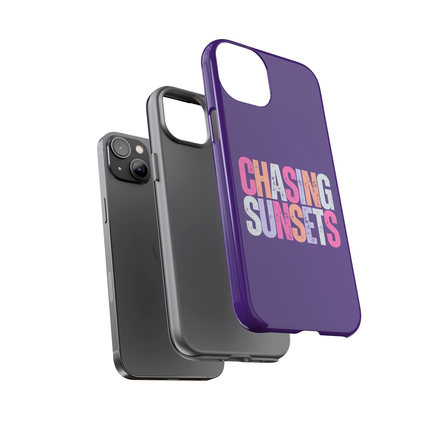 Chasing Sunsets Phone Case, Trendy Phone Cover, Sunset Lover Gift, Cool Accessories, Custom Phone Cases, Vibrant Purple Design