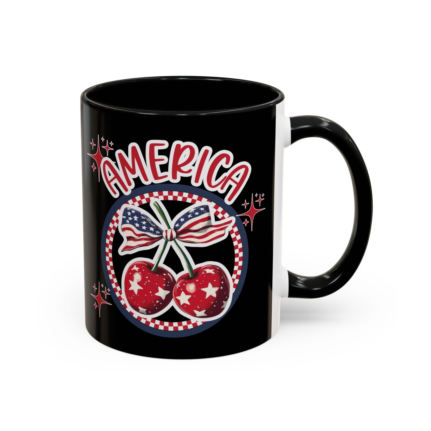 Patriotic Accent Coffee Mug, American Flag Mug, USA Celebration Cup, Red White Blue Drinkware, 4th of July Gift