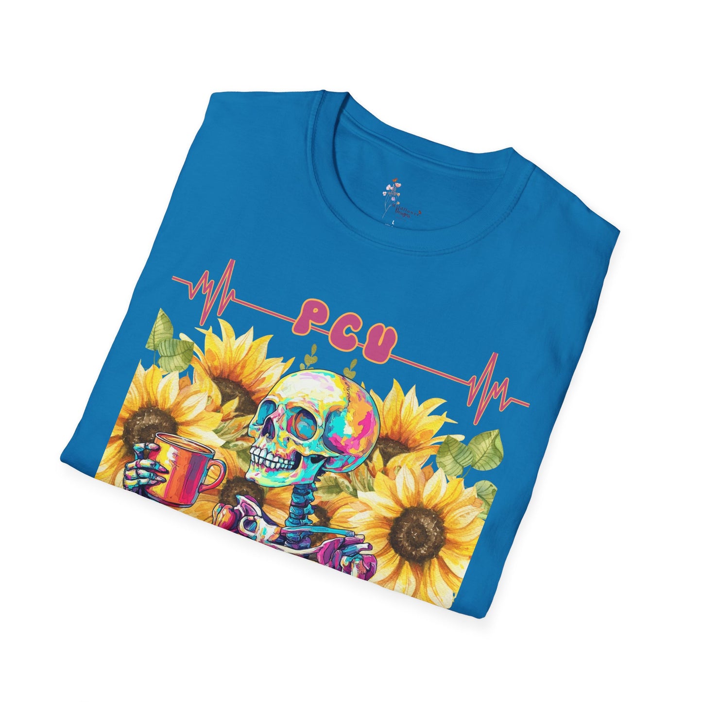 Colorful Skeleton and Sunflower Unisex T-Shirt, Funny Halloween Tee, Gift for Nurses, Party Outfit, Summer Vibes