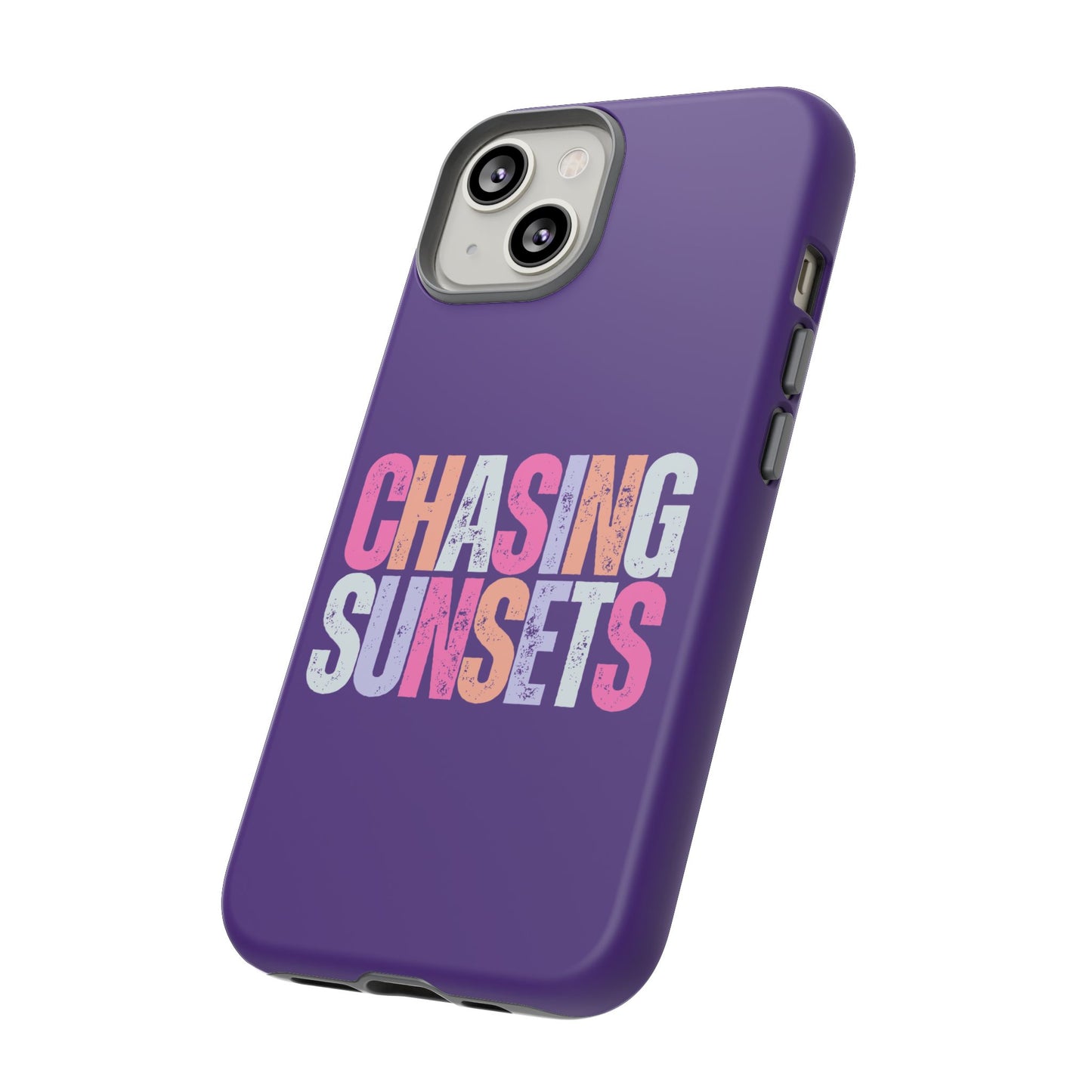 Chasing Sunsets Phone Case, Trendy Phone Cover, Sunset Lover Gift, Cool Accessories, Custom Phone Cases, Vibrant Purple Design