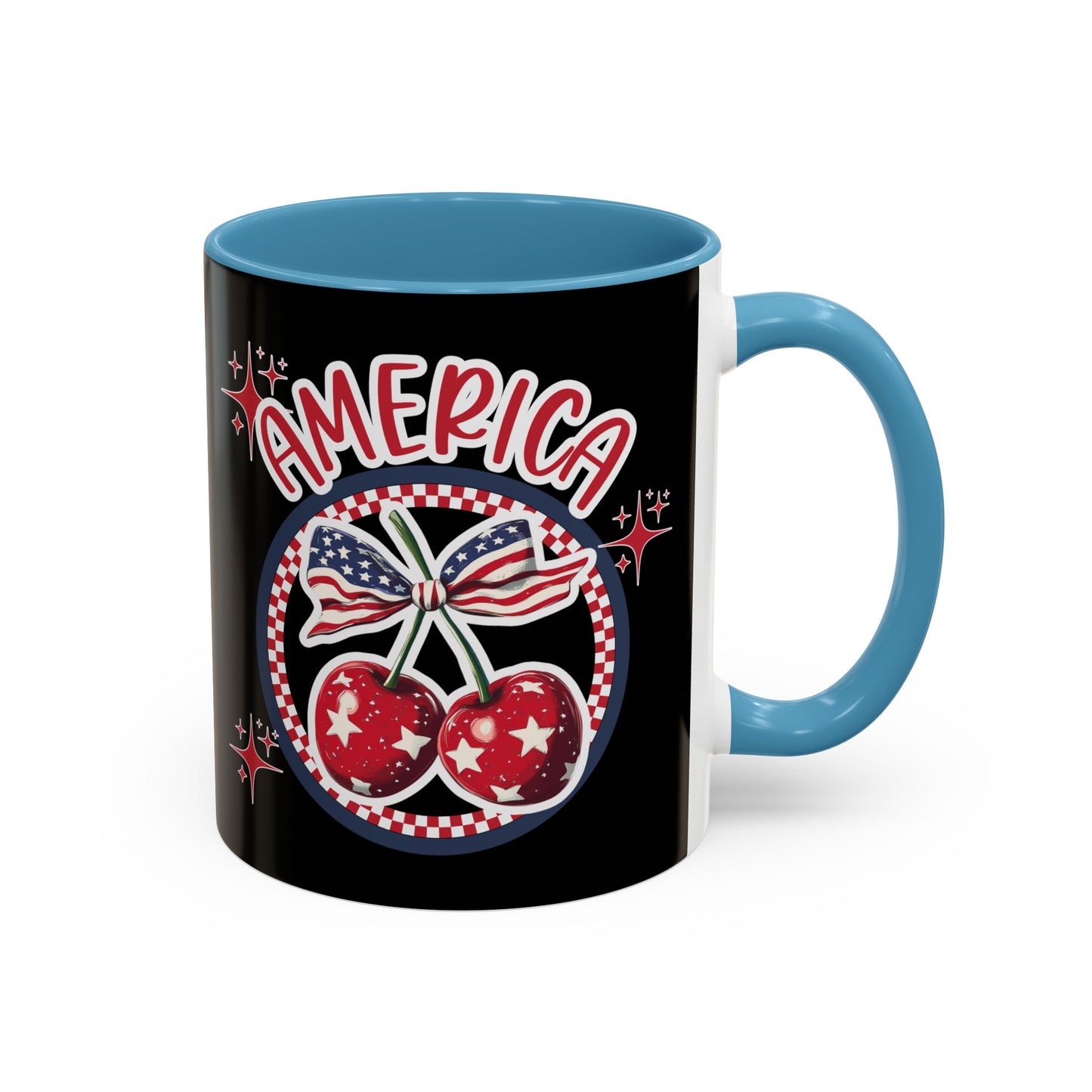 Patriotic Accent Coffee Mug, American Flag Mug, USA Celebration Cup, Red White Blue Drinkware, 4th of July Gift