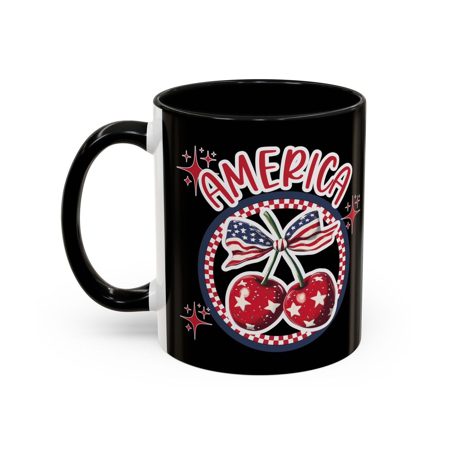 Patriotic Accent Coffee Mug, American Flag Mug, USA Celebration Cup, Red White Blue Drinkware, 4th of July Gift