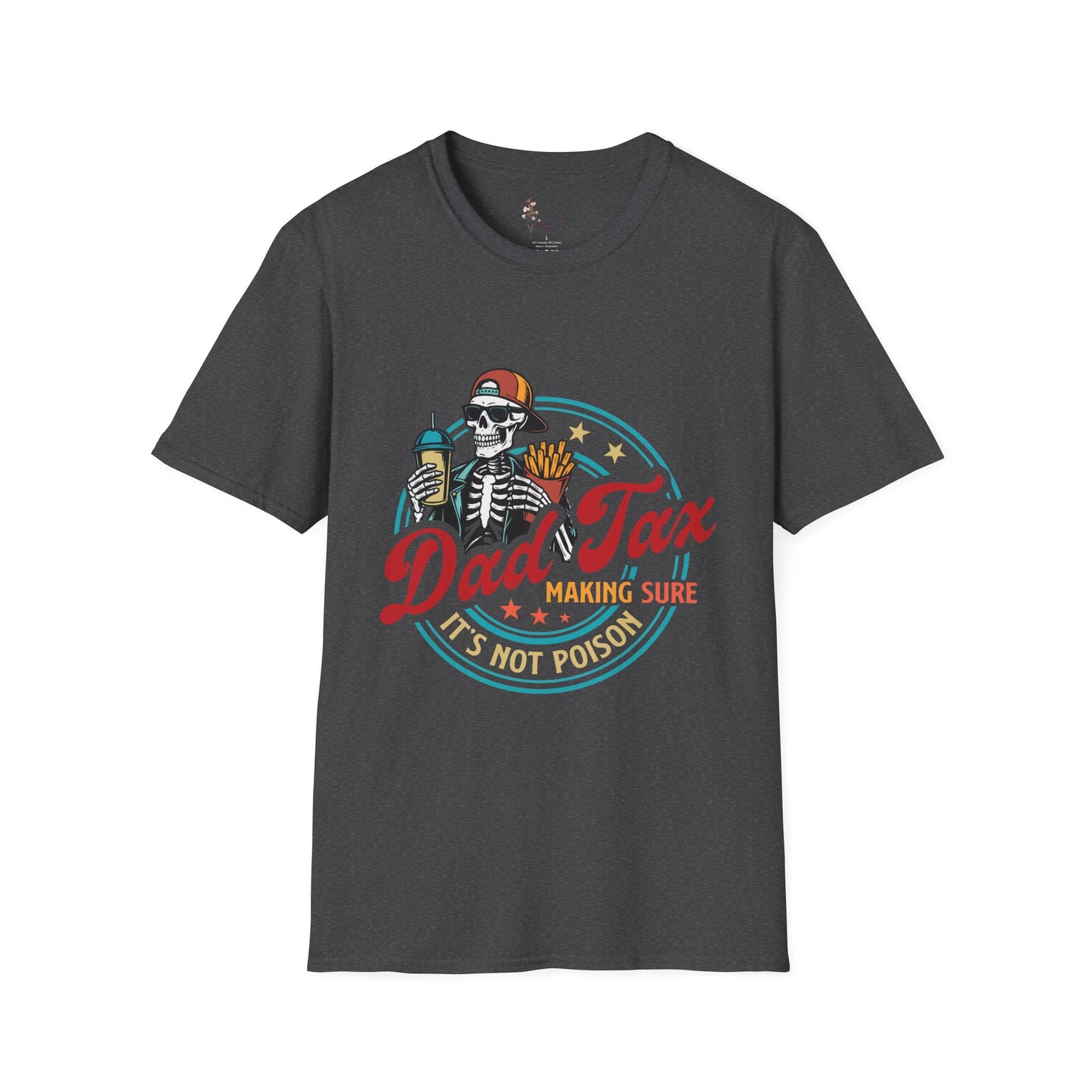 Casual Graphic T-Shirt, Dad Tax Skeleton Tee for Dads, Funny Parenting Shirt, Gift for Father's Day, Halloween Shirt