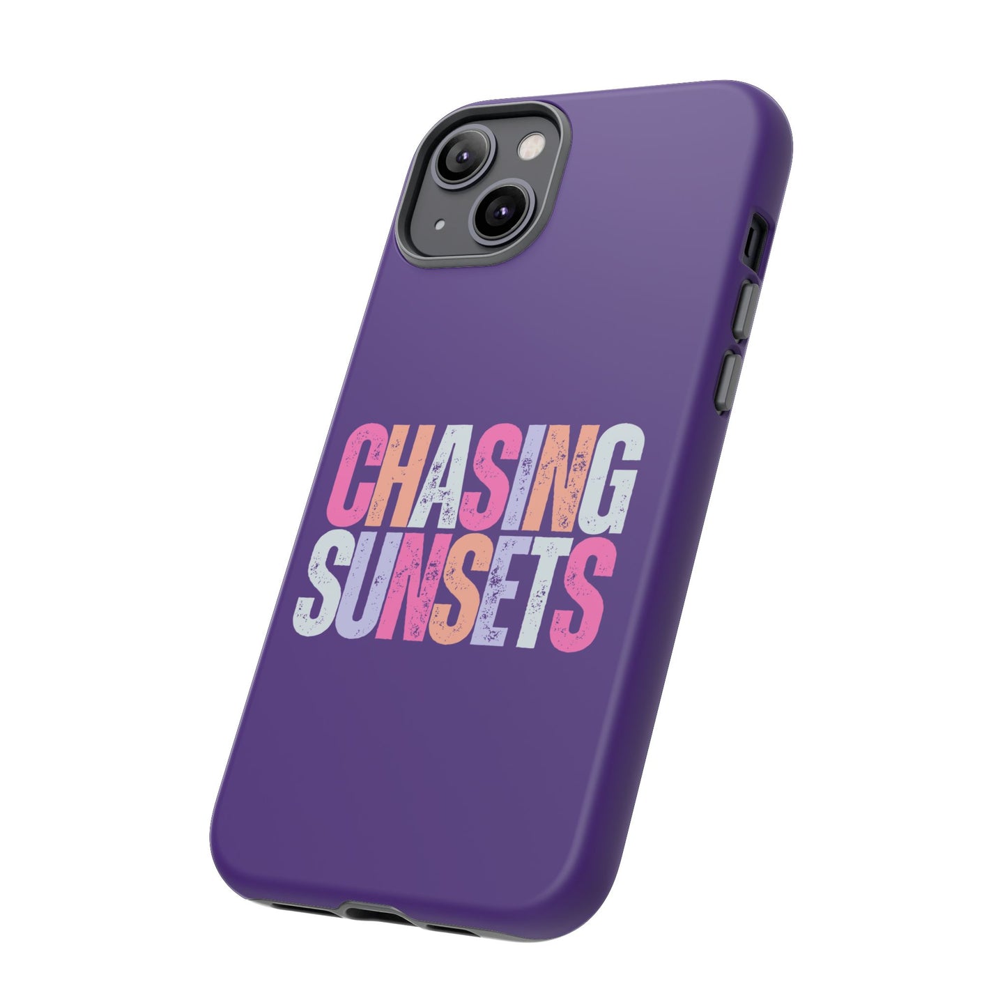 Chasing Sunsets Phone Case, Trendy Phone Cover, Sunset Lover Gift, Cool Accessories, Custom Phone Cases, Vibrant Purple Design