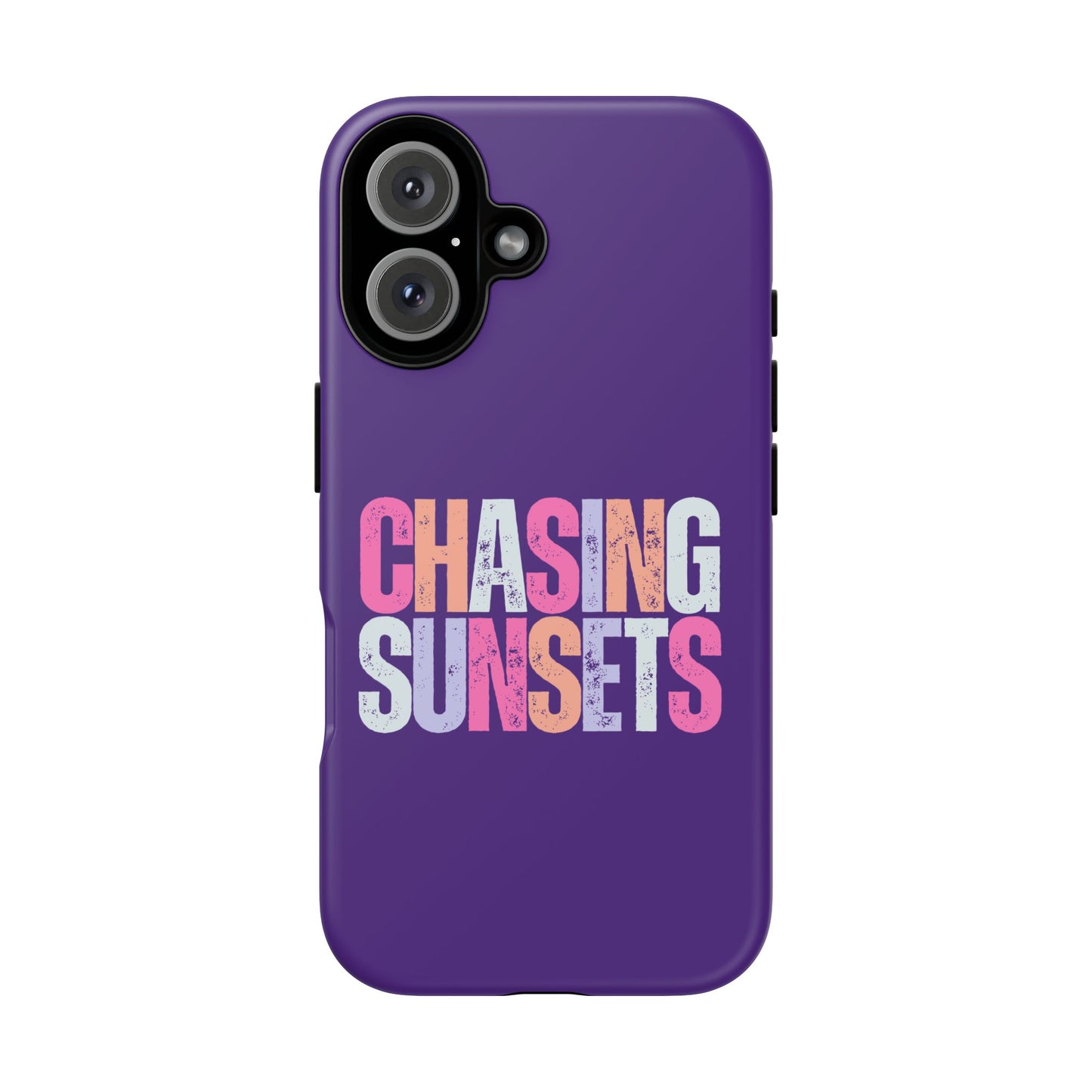 Chasing Sunsets Phone Case, Trendy Phone Cover, Sunset Lover Gift, Cool Accessories, Custom Phone Cases, Vibrant Purple Design