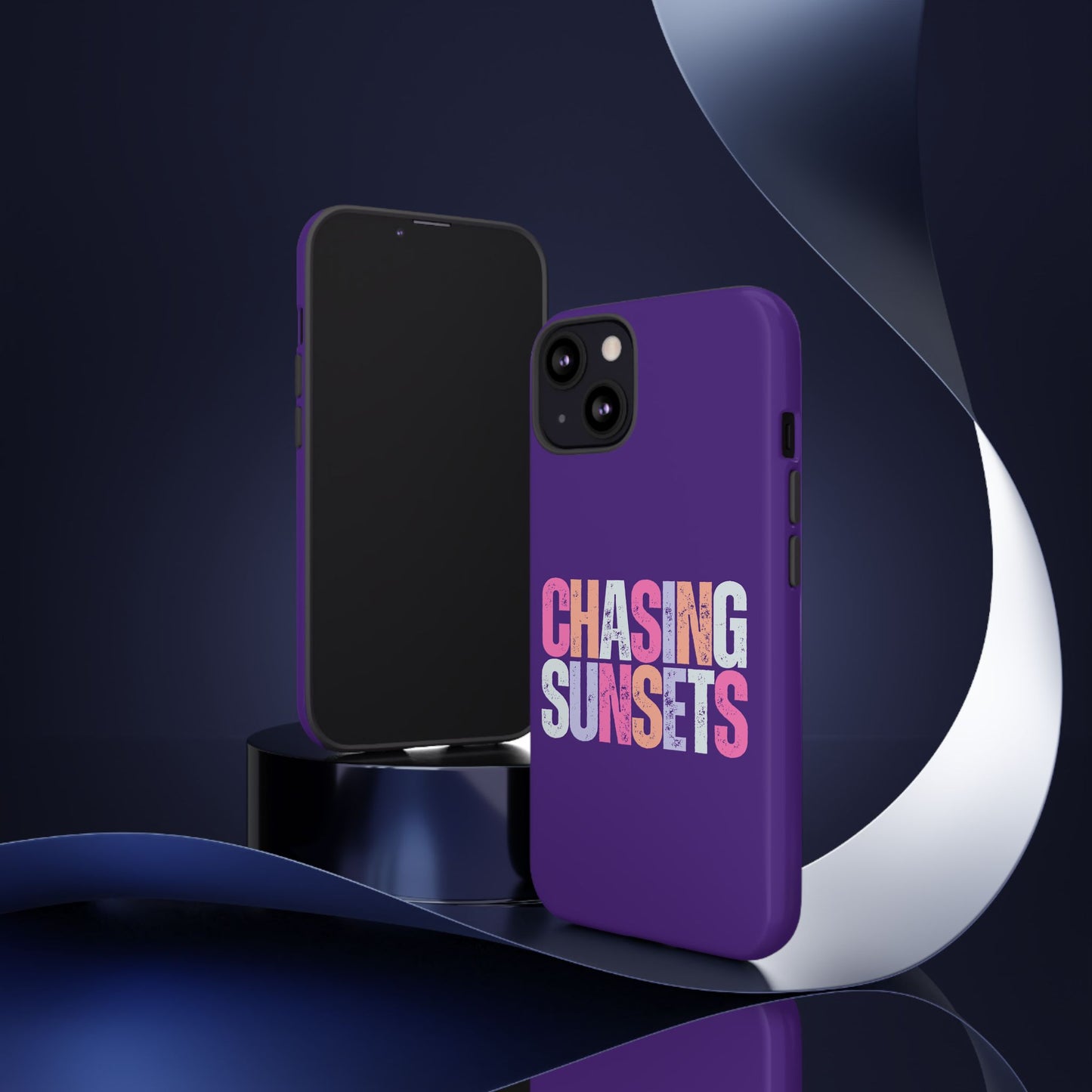 Chasing Sunsets Phone Case, Trendy Phone Cover, Sunset Lover Gift, Cool Accessories, Custom Phone Cases, Vibrant Purple Design