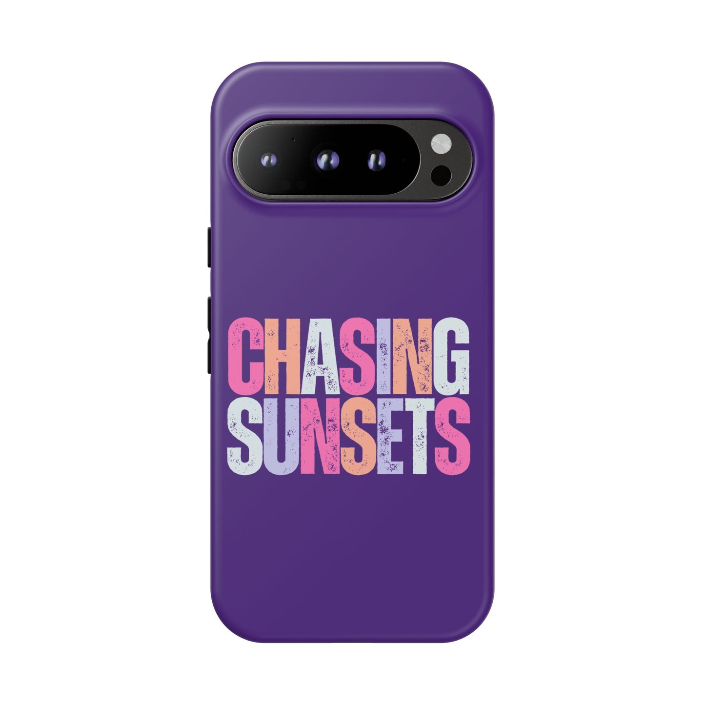 Chasing Sunsets Phone Case, Trendy Phone Cover, Sunset Lover Gift, Cool Accessories, Custom Phone Cases, Vibrant Purple Design