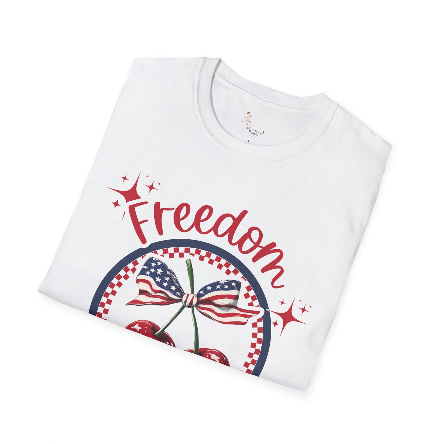 Patriotic Freedom Cherry T-Shirt, Unisex T-Shirt, Casual Wear, Independence Day Shirt, Summer Wardrobe Essential, Gift for Freedom Lovers