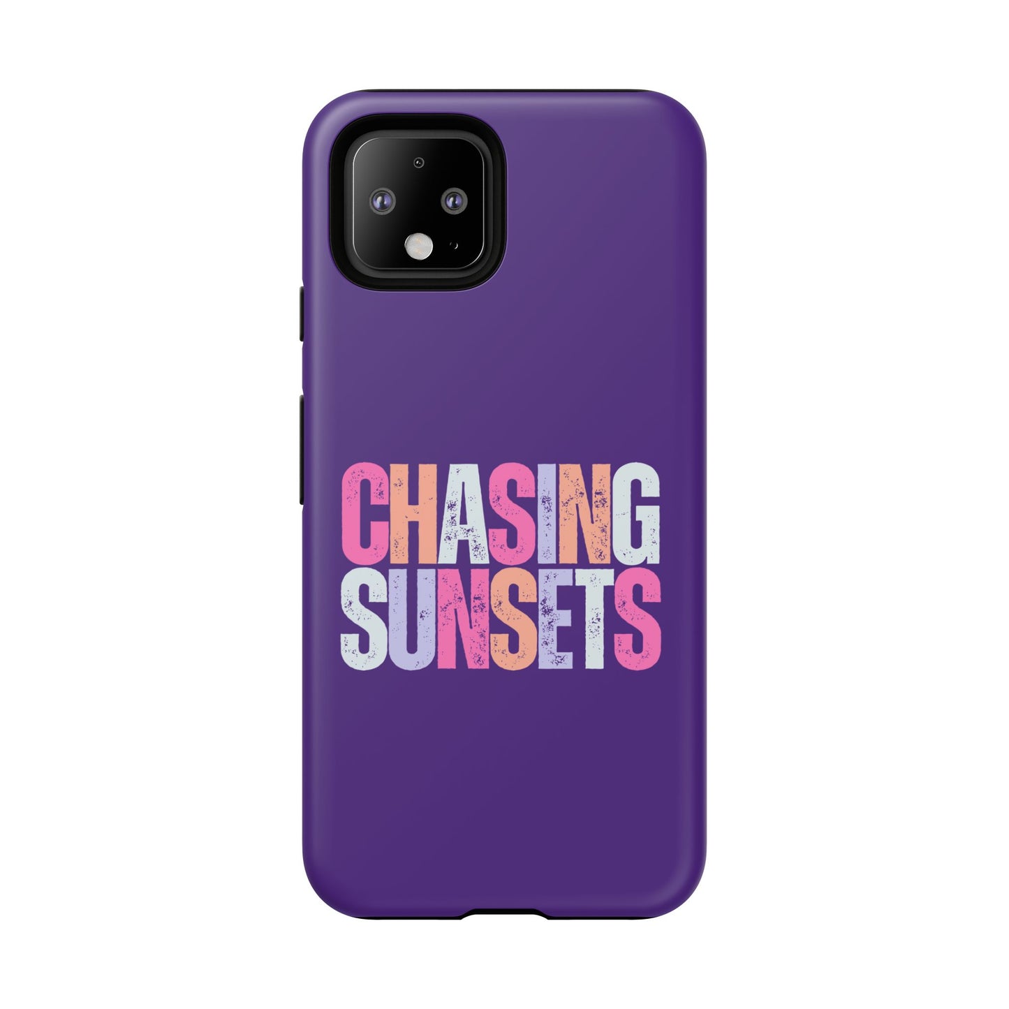 Chasing Sunsets Phone Case, Trendy Phone Cover, Sunset Lover Gift, Cool Accessories, Custom Phone Cases, Vibrant Purple Design