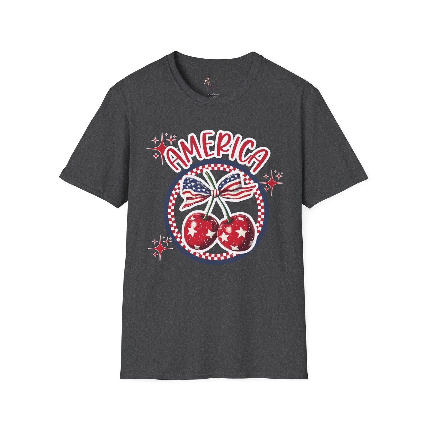 Patriotic Cherry T-Shirt, Unisex Tee for 4th of July, Independence Day Shirt, Summer BBQ Wear, USA Pride Apparel