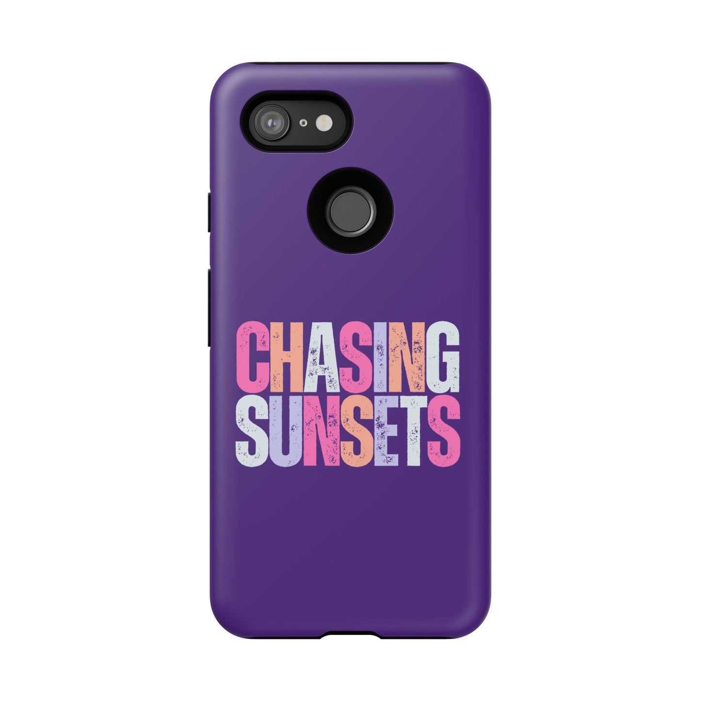 Chasing Sunsets Phone Case, Trendy Phone Cover, Sunset Lover Gift, Cool Accessories, Custom Phone Cases, Vibrant Purple Design