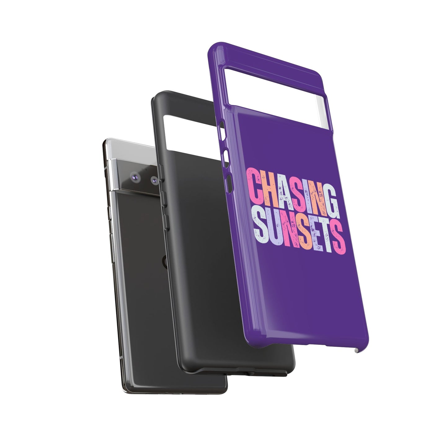 Chasing Sunsets Phone Case, Trendy Phone Cover, Sunset Lover Gift, Cool Accessories, Custom Phone Cases, Vibrant Purple Design
