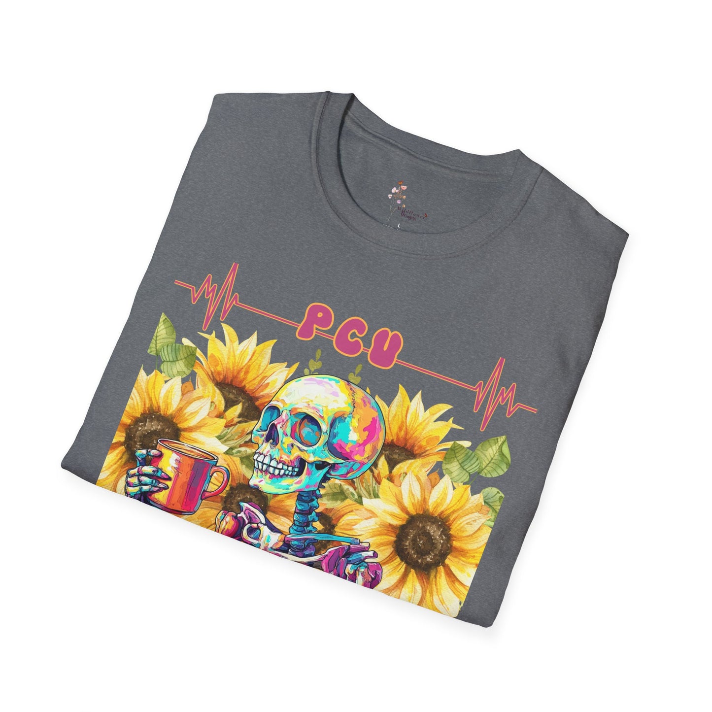 Colorful Skeleton and Sunflower Unisex T-Shirt, Funny Halloween Tee, Gift for Nurses, Party Outfit, Summer Vibes