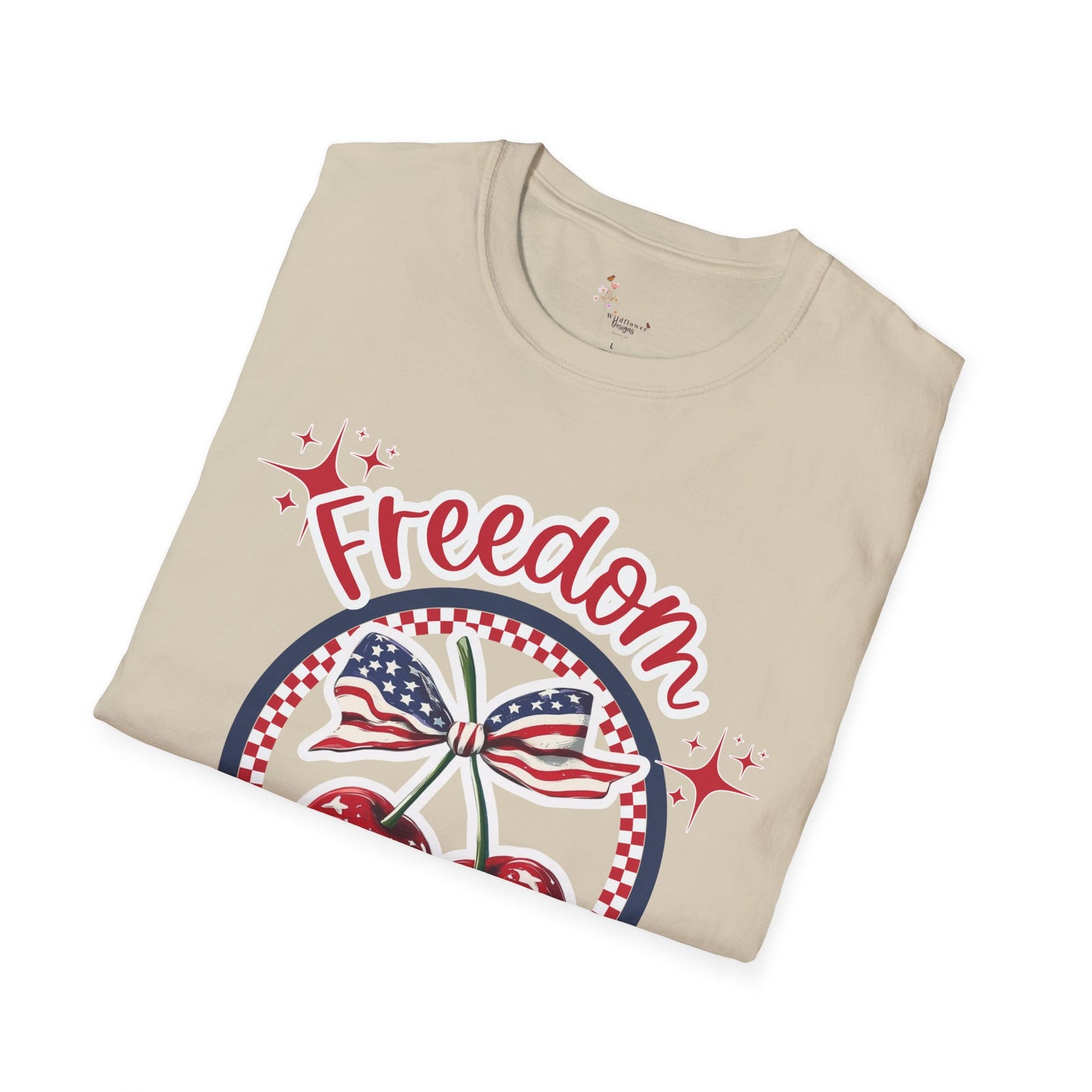Patriotic Freedom Cherry T-Shirt, Unisex T-Shirt, Casual Wear, Independence Day Shirt, Summer Wardrobe Essential, Gift for Freedom Lovers