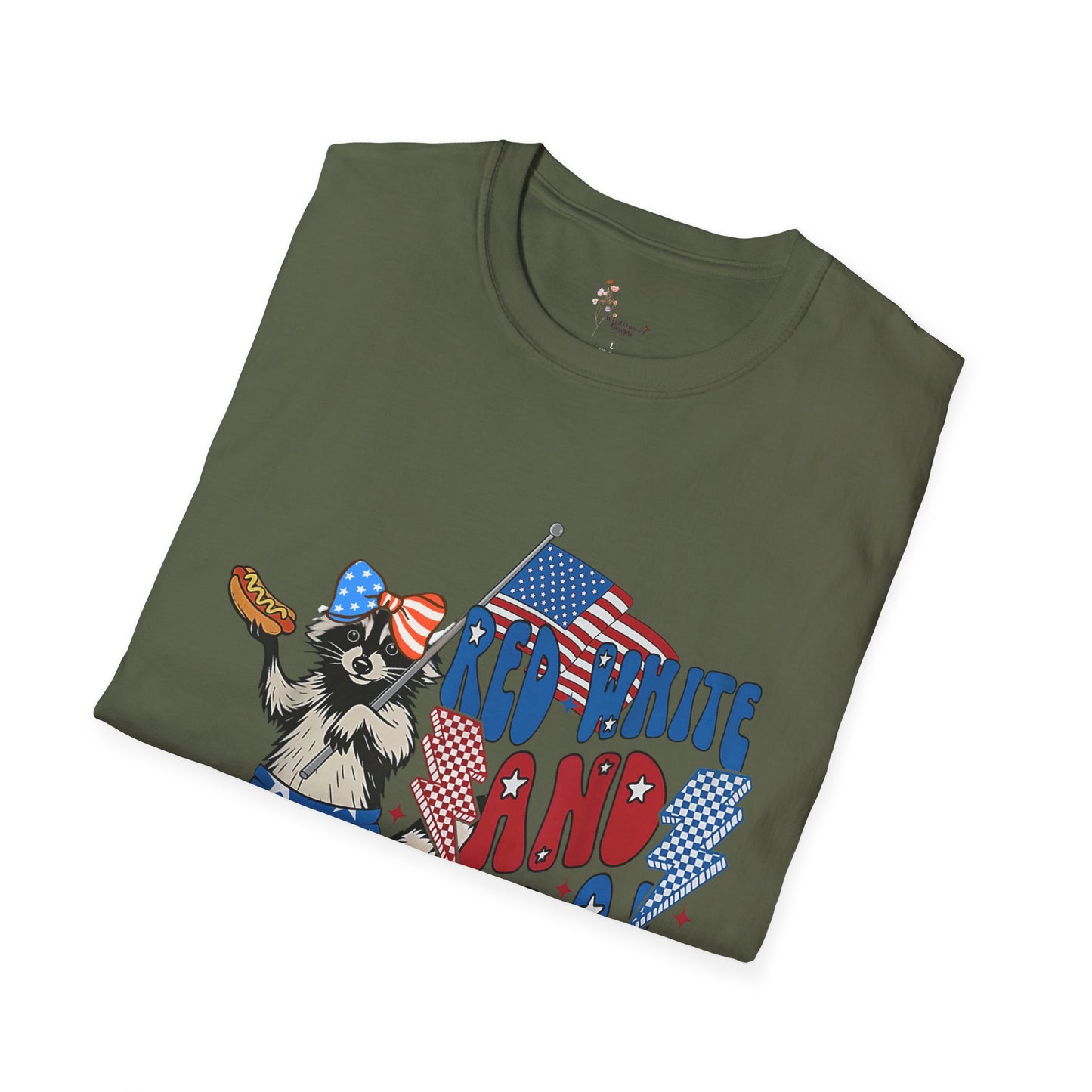 Patriotic Cartoon T-Shirt, Red White and Feral Tee, Funny Animal Shirt, Independence Day Gift, Casual Summer Top