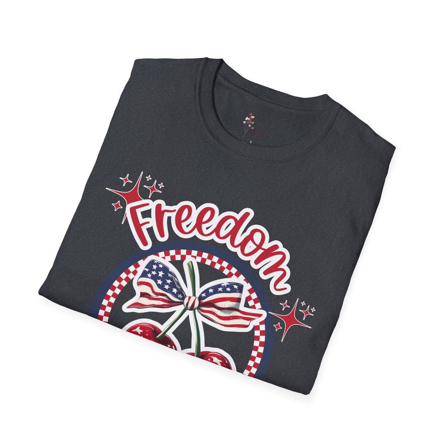 Patriotic Freedom Cherry T-Shirt, Unisex T-Shirt, Casual Wear, Independence Day Shirt, Summer Wardrobe Essential, Gift for Freedom Lovers