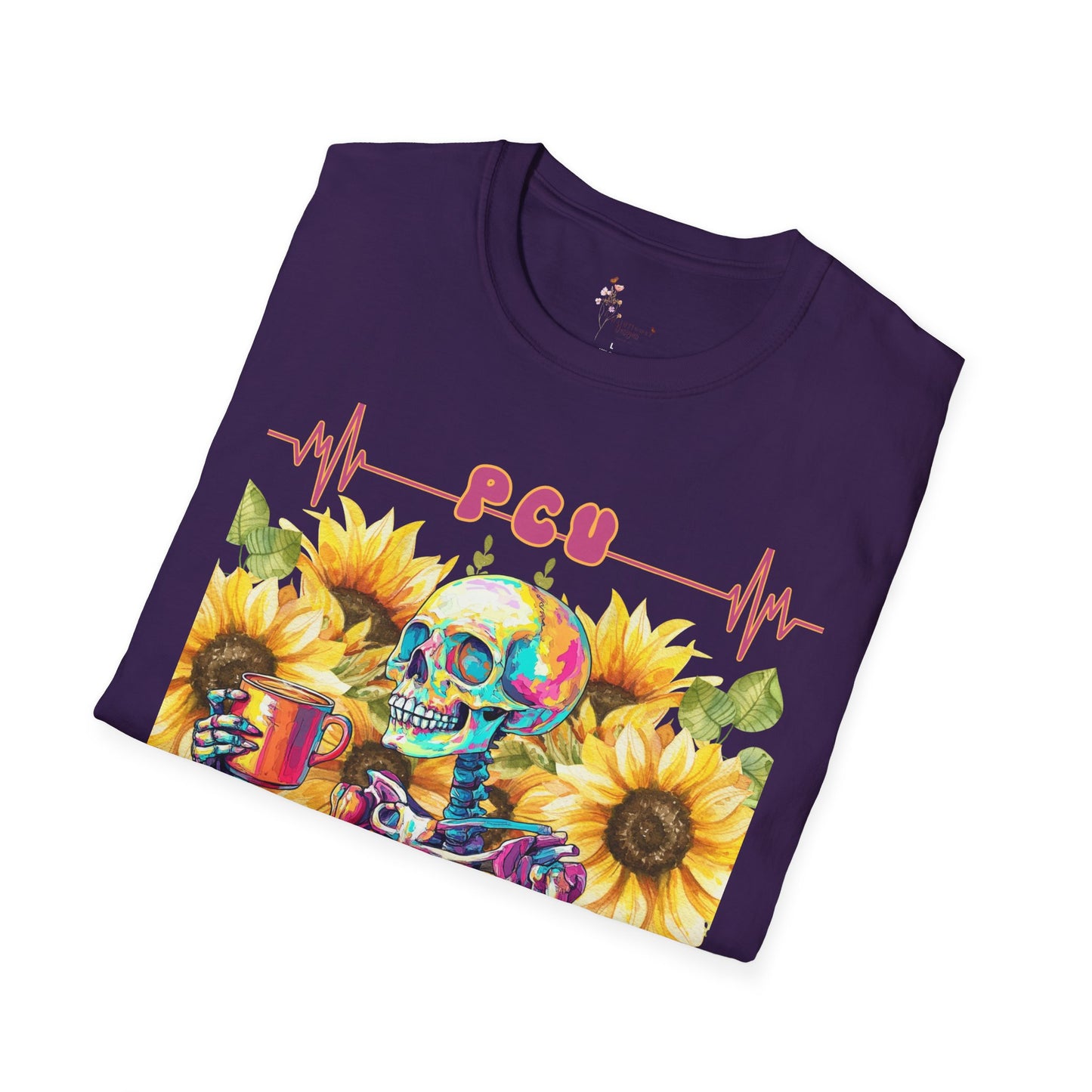 Colorful Skeleton and Sunflower Unisex T-Shirt, Funny Halloween Tee, Gift for Nurses, Party Outfit, Summer Vibes