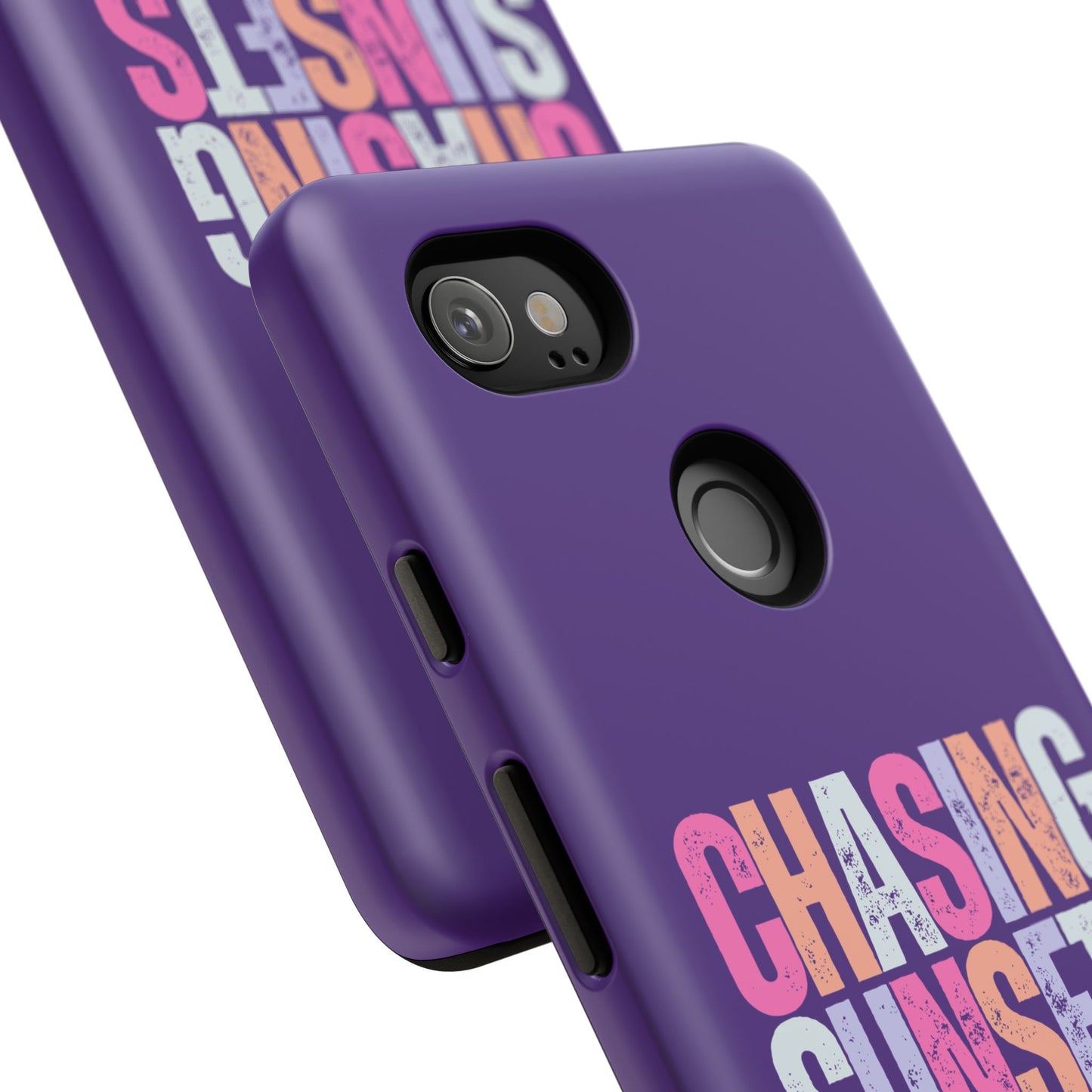 Chasing Sunsets Phone Case, Trendy Phone Cover, Sunset Lover Gift, Cool Accessories, Custom Phone Cases, Vibrant Purple Design