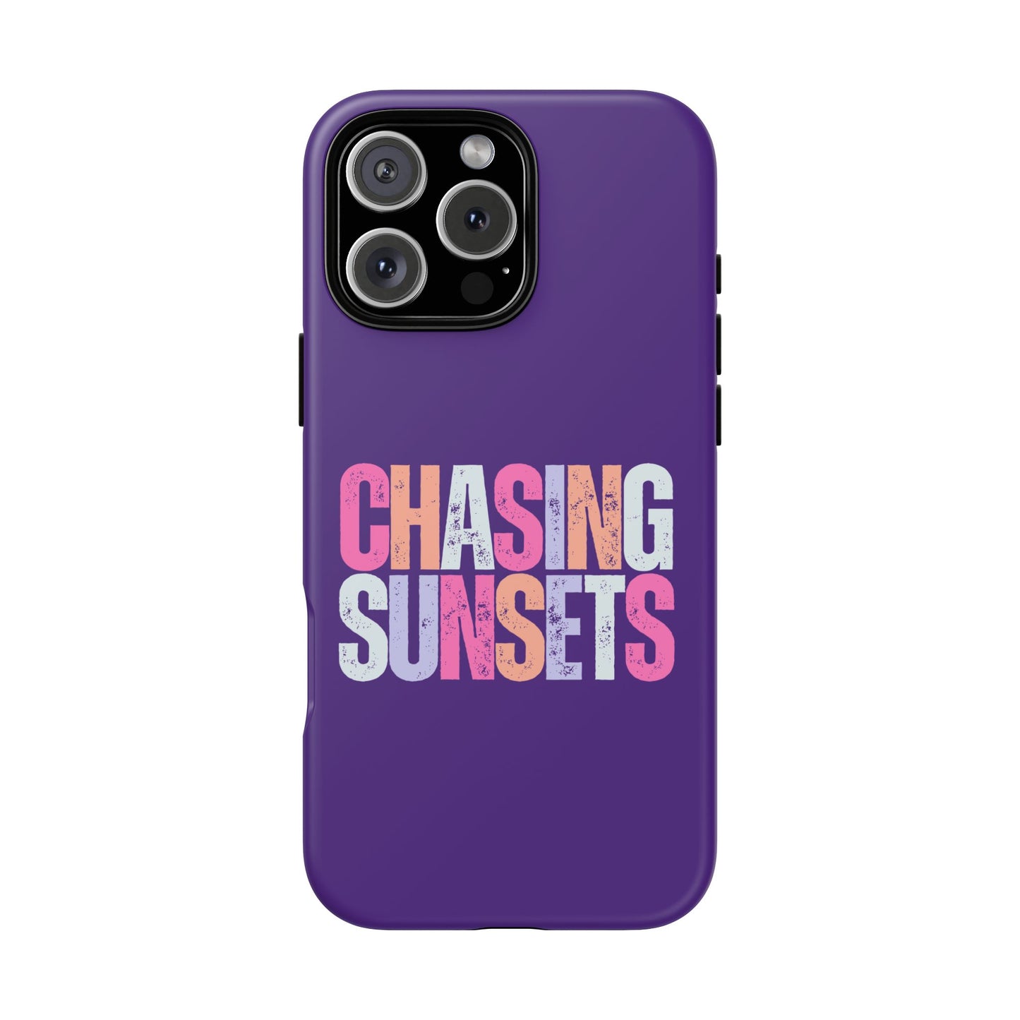 Chasing Sunsets Phone Case, Trendy Phone Cover, Sunset Lover Gift, Cool Accessories, Custom Phone Cases, Vibrant Purple Design