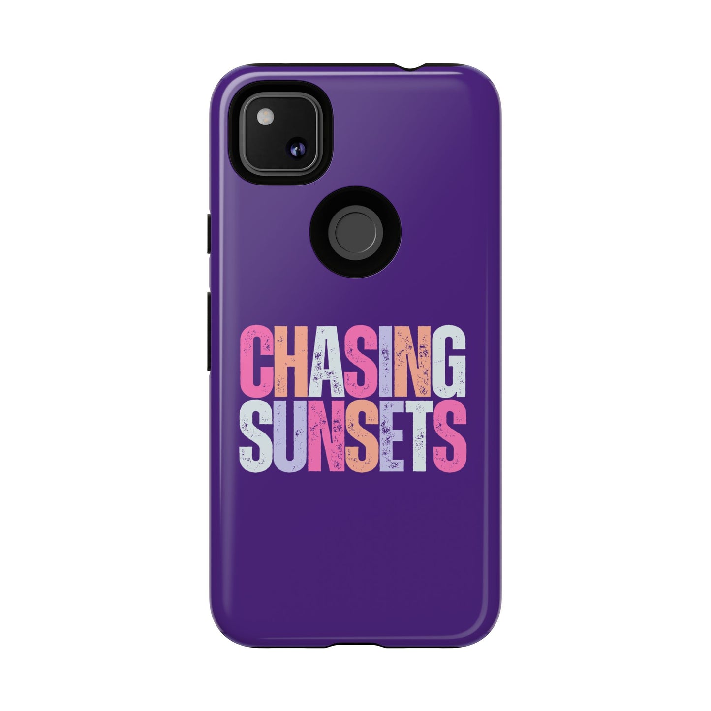 Chasing Sunsets Phone Case, Trendy Phone Cover, Sunset Lover Gift, Cool Accessories, Custom Phone Cases, Vibrant Purple Design