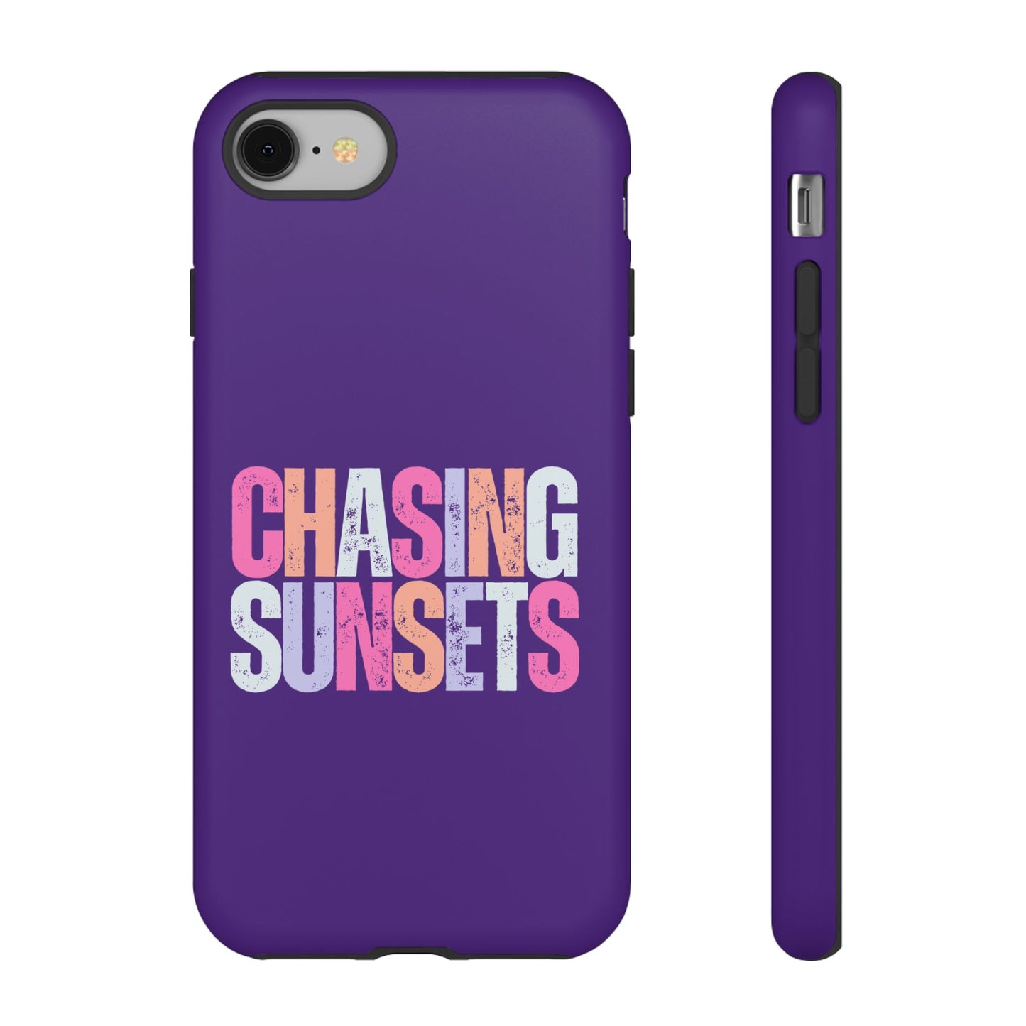 Chasing Sunsets Phone Case, Trendy Phone Cover, Sunset Lover Gift, Cool Accessories, Custom Phone Cases, Vibrant Purple Design