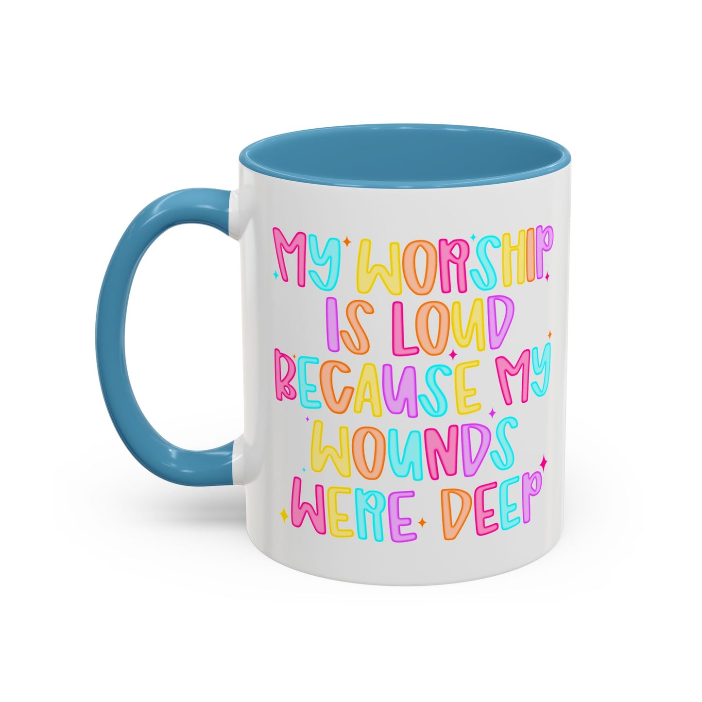Colorful Worship Mug | Inspirational Coffee Cup for Faith, Home, Gifts | Perfect for Church, Friend Celebrations, Coffee Lovers