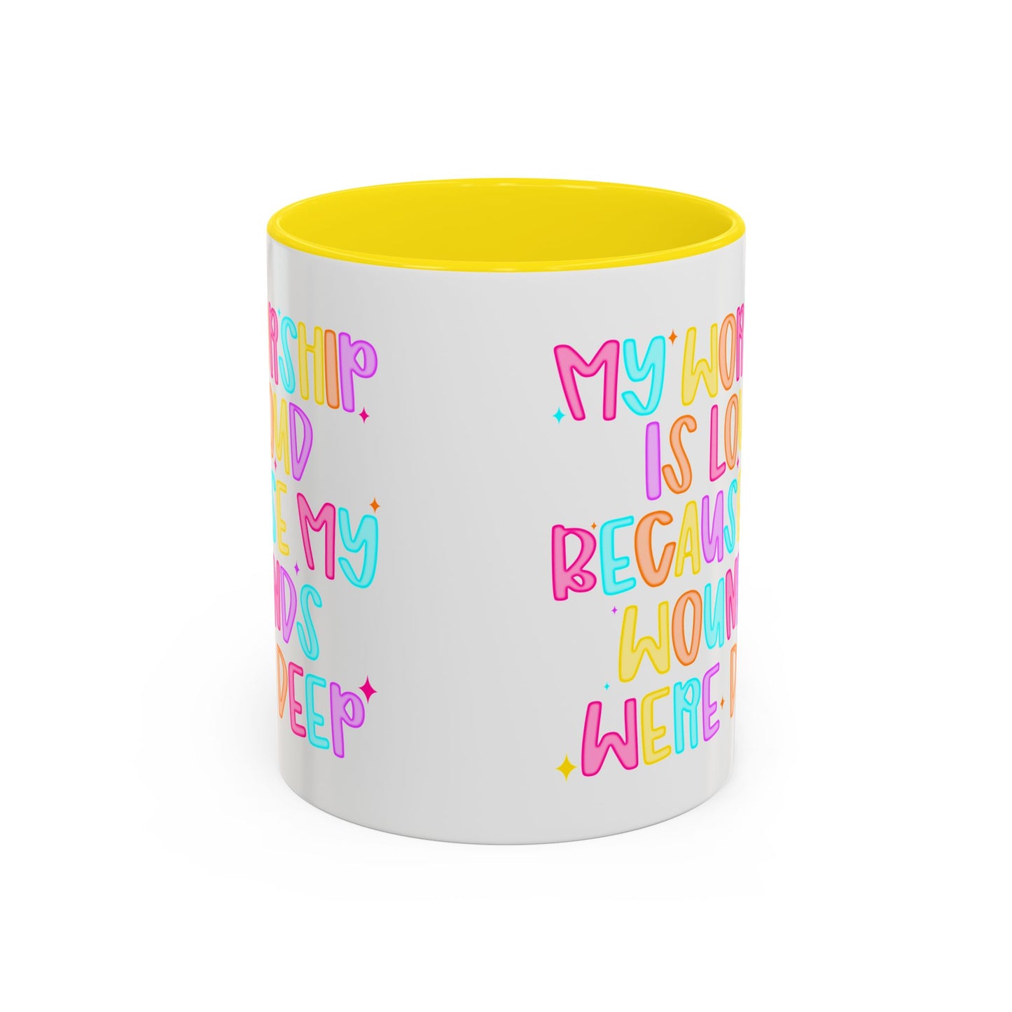 Colorful Worship Mug | Inspirational Coffee Cup for Faith, Home, Gifts | Perfect for Church, Friend Celebrations, Coffee Lovers