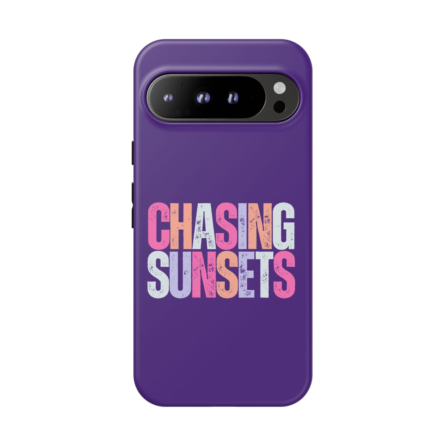 Chasing Sunsets Phone Case, Trendy Phone Cover, Sunset Lover Gift, Cool Accessories, Custom Phone Cases, Vibrant Purple Design