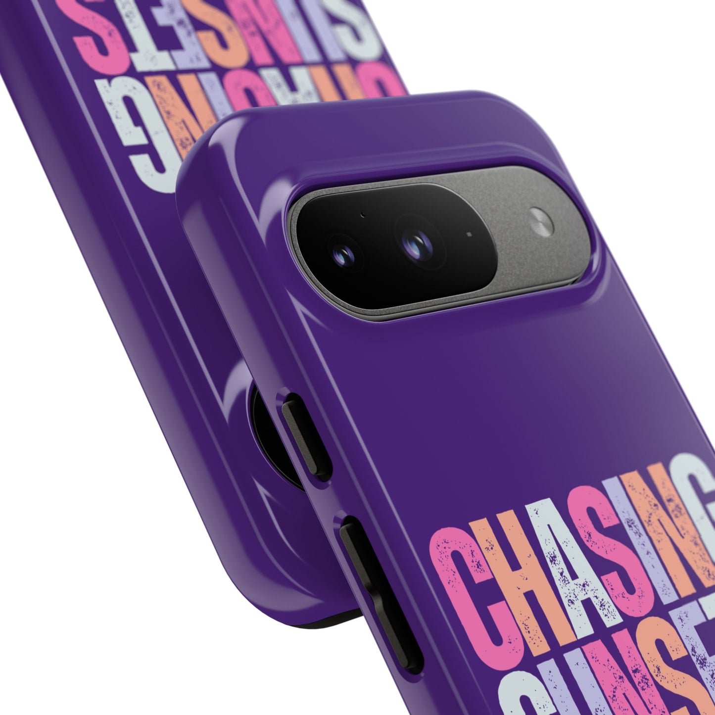 Chasing Sunsets Phone Case, Trendy Phone Cover, Sunset Lover Gift, Cool Accessories, Custom Phone Cases, Vibrant Purple Design