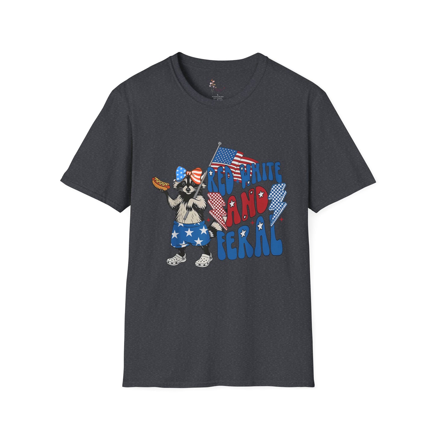 Patriotic Cartoon T-Shirt, Red White and Feral Tee, Funny Animal Shirt, Independence Day Gift, Casual Summer Top