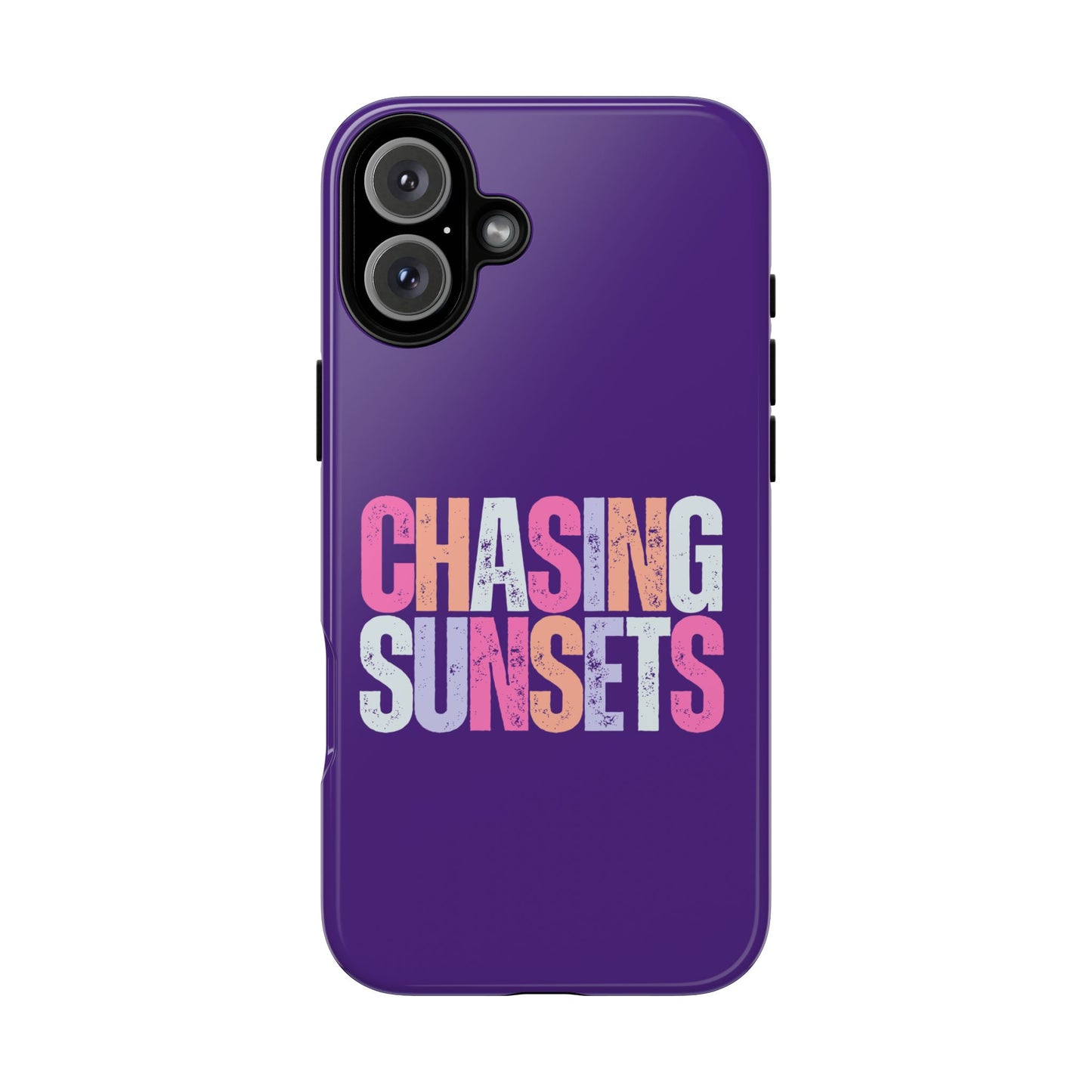 Chasing Sunsets Phone Case, Trendy Phone Cover, Sunset Lover Gift, Cool Accessories, Custom Phone Cases, Vibrant Purple Design