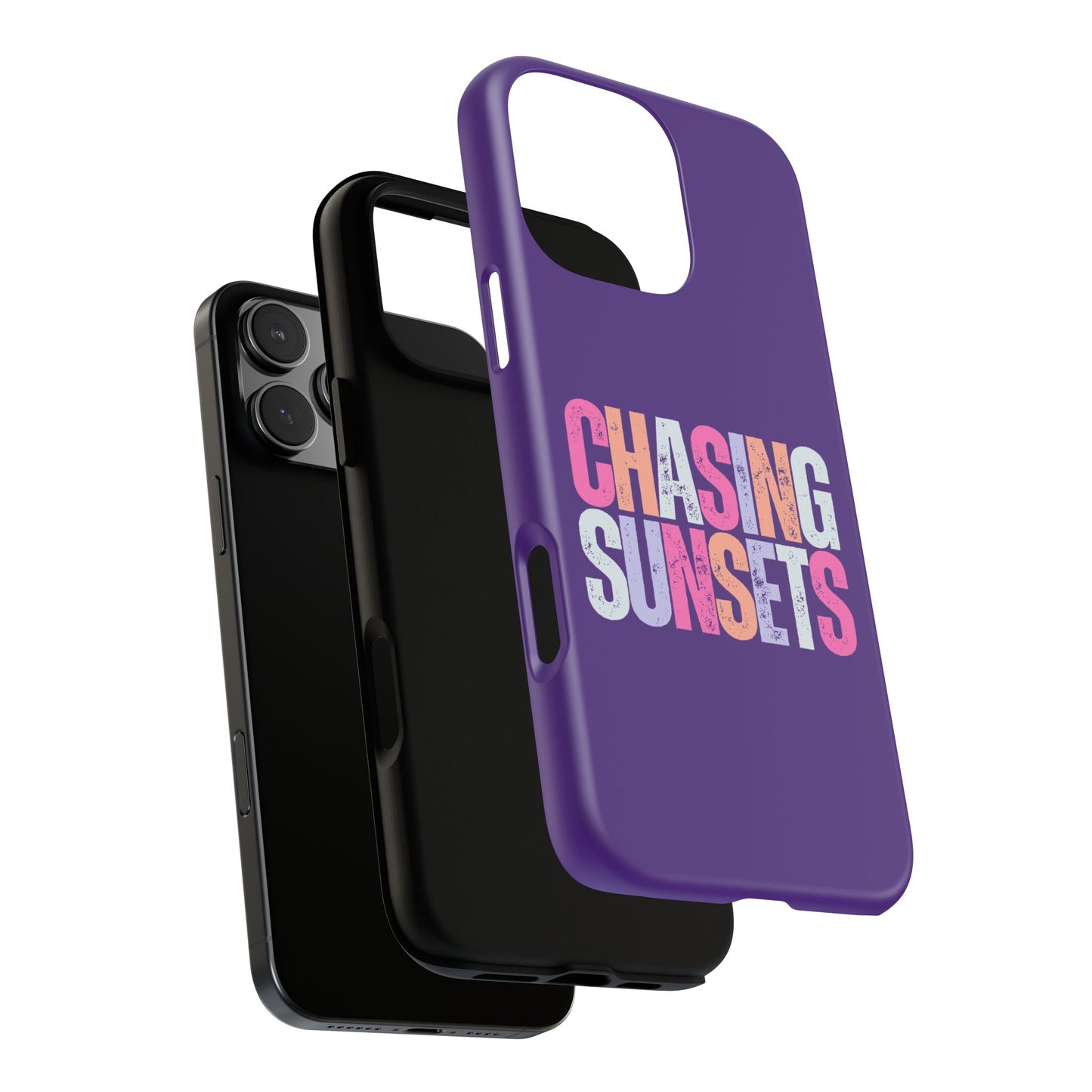 Chasing Sunsets Phone Case, Trendy Phone Cover, Sunset Lover Gift, Cool Accessories, Custom Phone Cases, Vibrant Purple Design